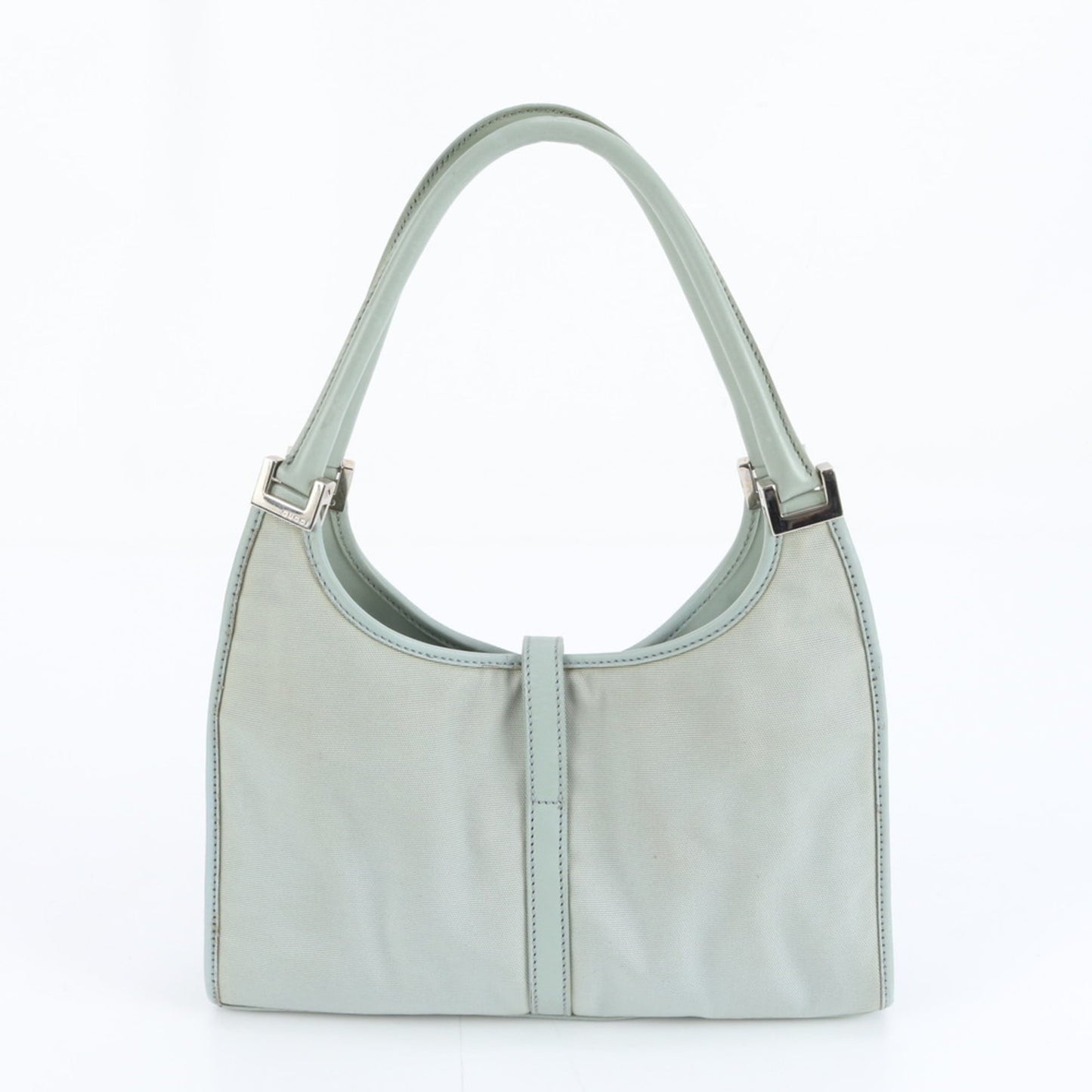 Gucci Green Leather Canvas Tote Bag