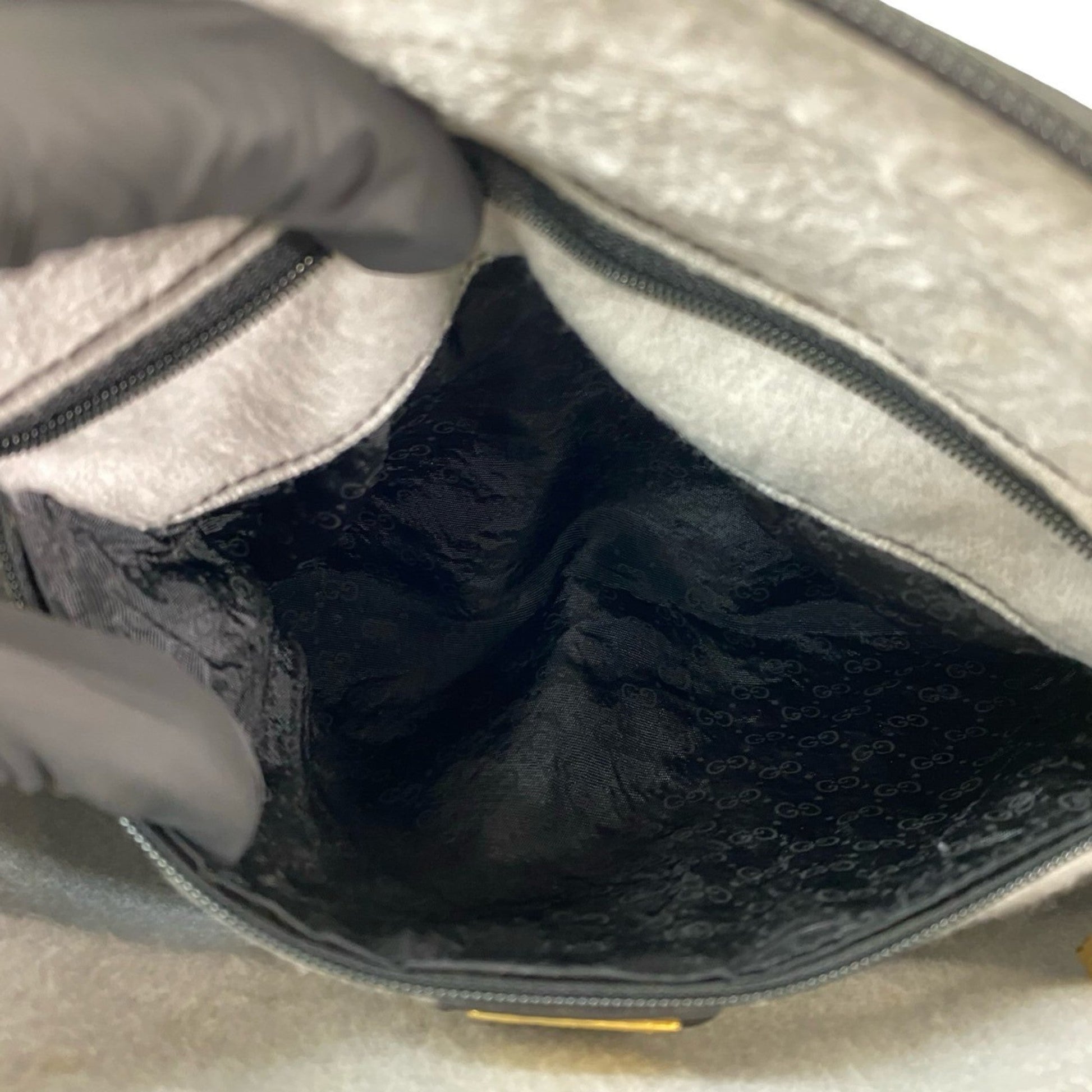 Gucci Black Leather Pvc Pochette Shoulder Bag