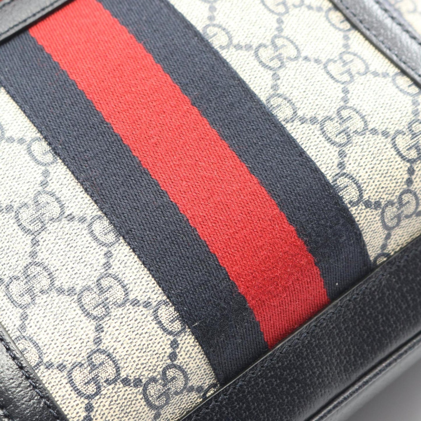 Gucci Beige Navy Red Color Pvc Coated Canvas Leather Backpack