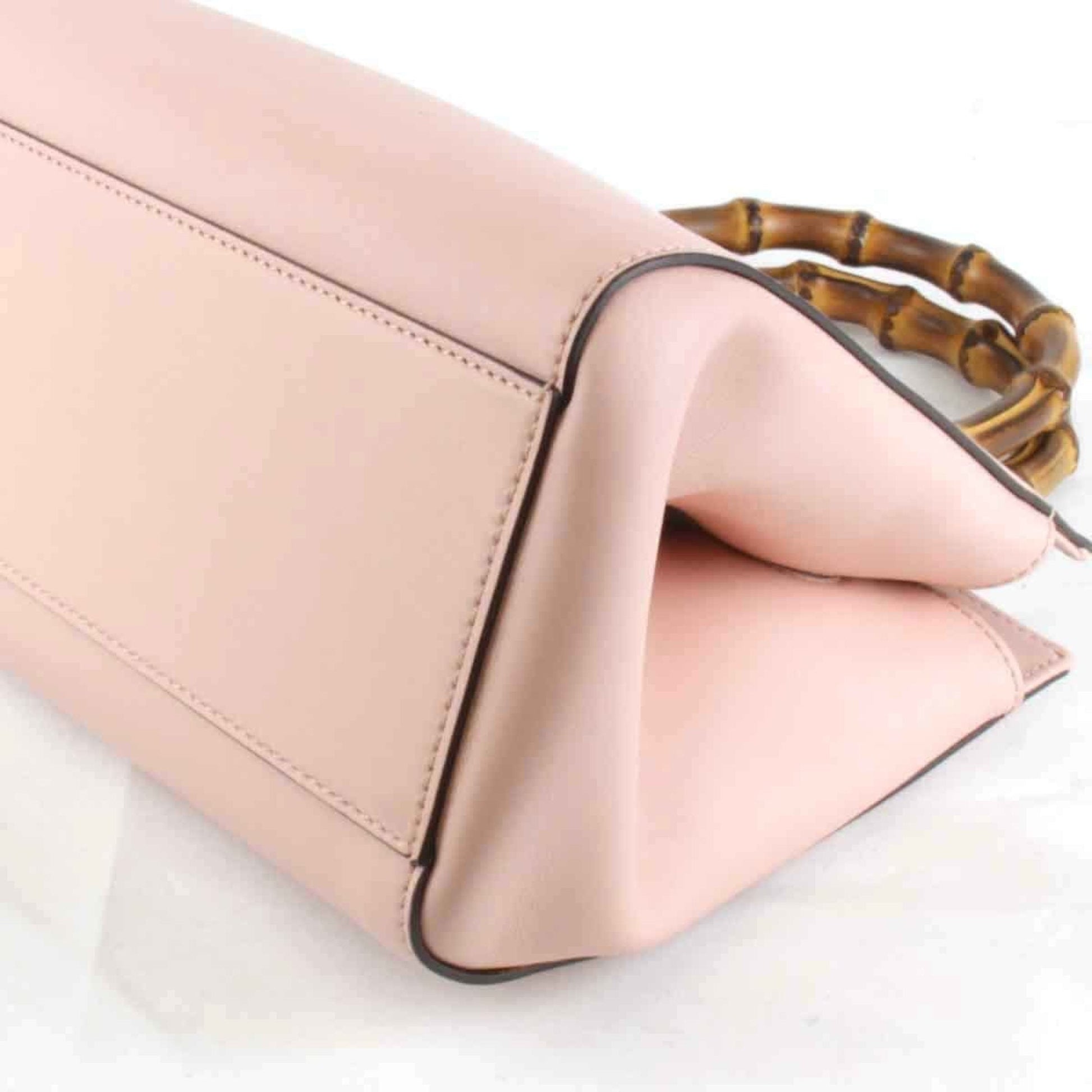 Gucci Bamboo Pink Leather Handbag