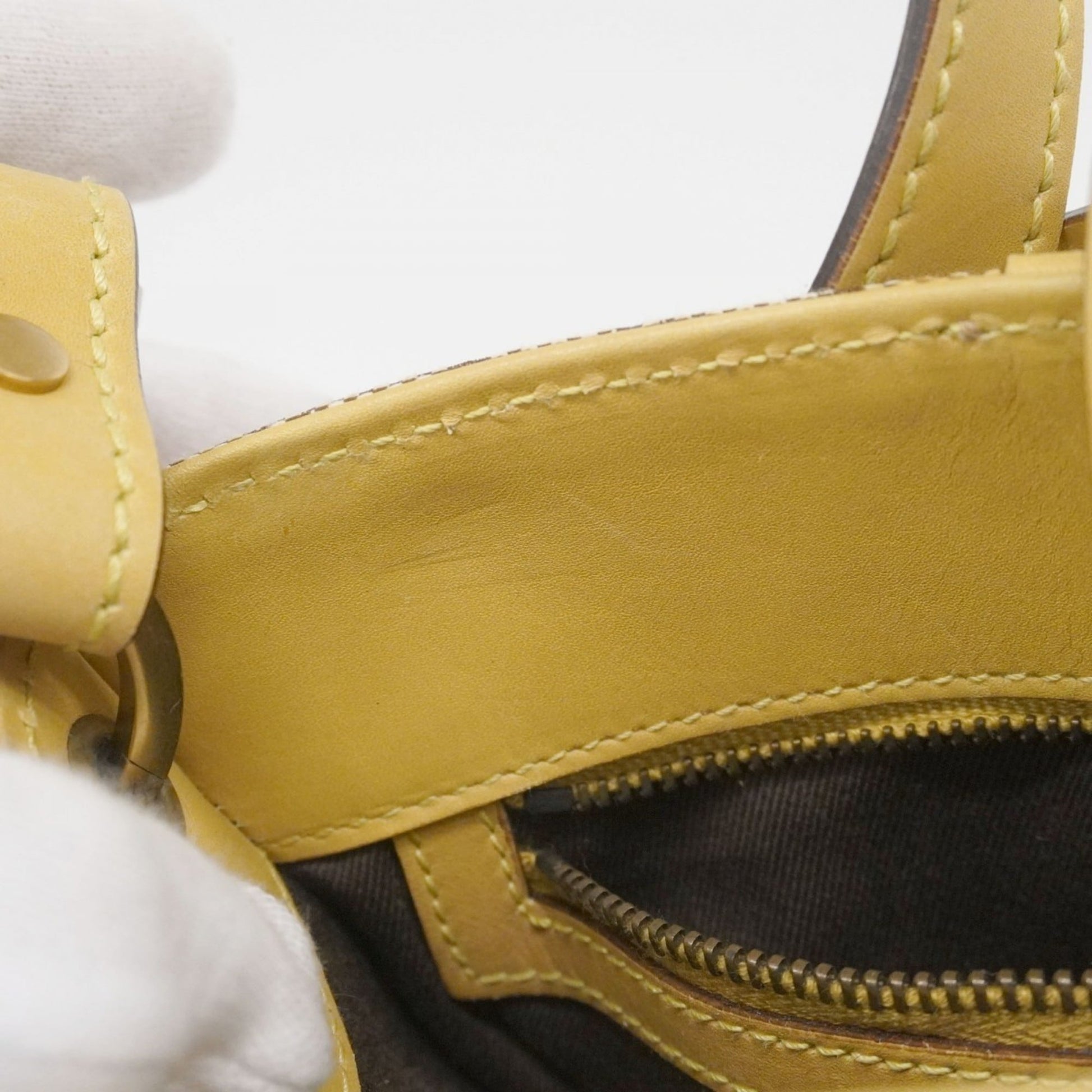 Gucci Beige Yellow Canvas Leather Shoulder Bag