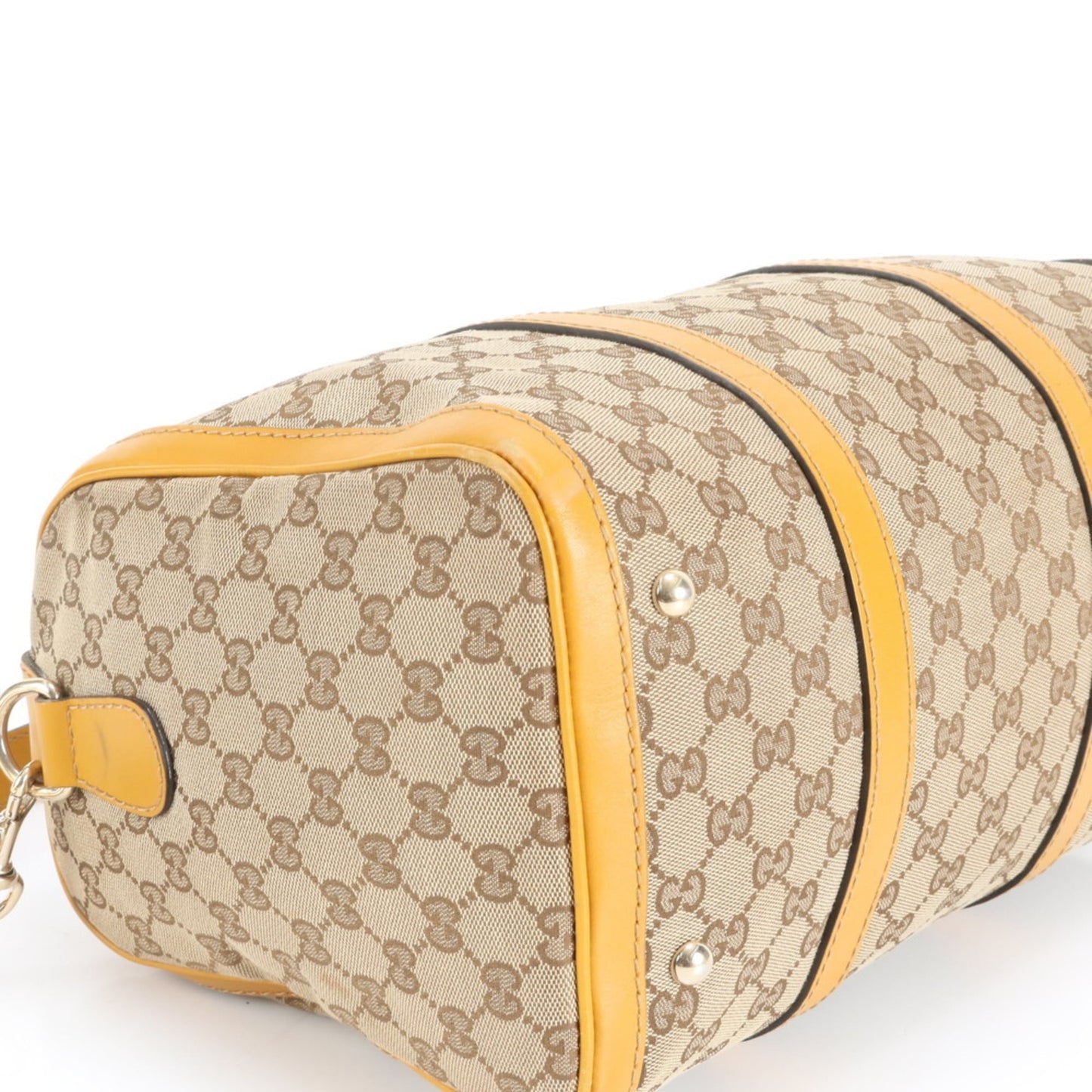 Gucci Beige Yellow Leather Canvas Shoulder Bag