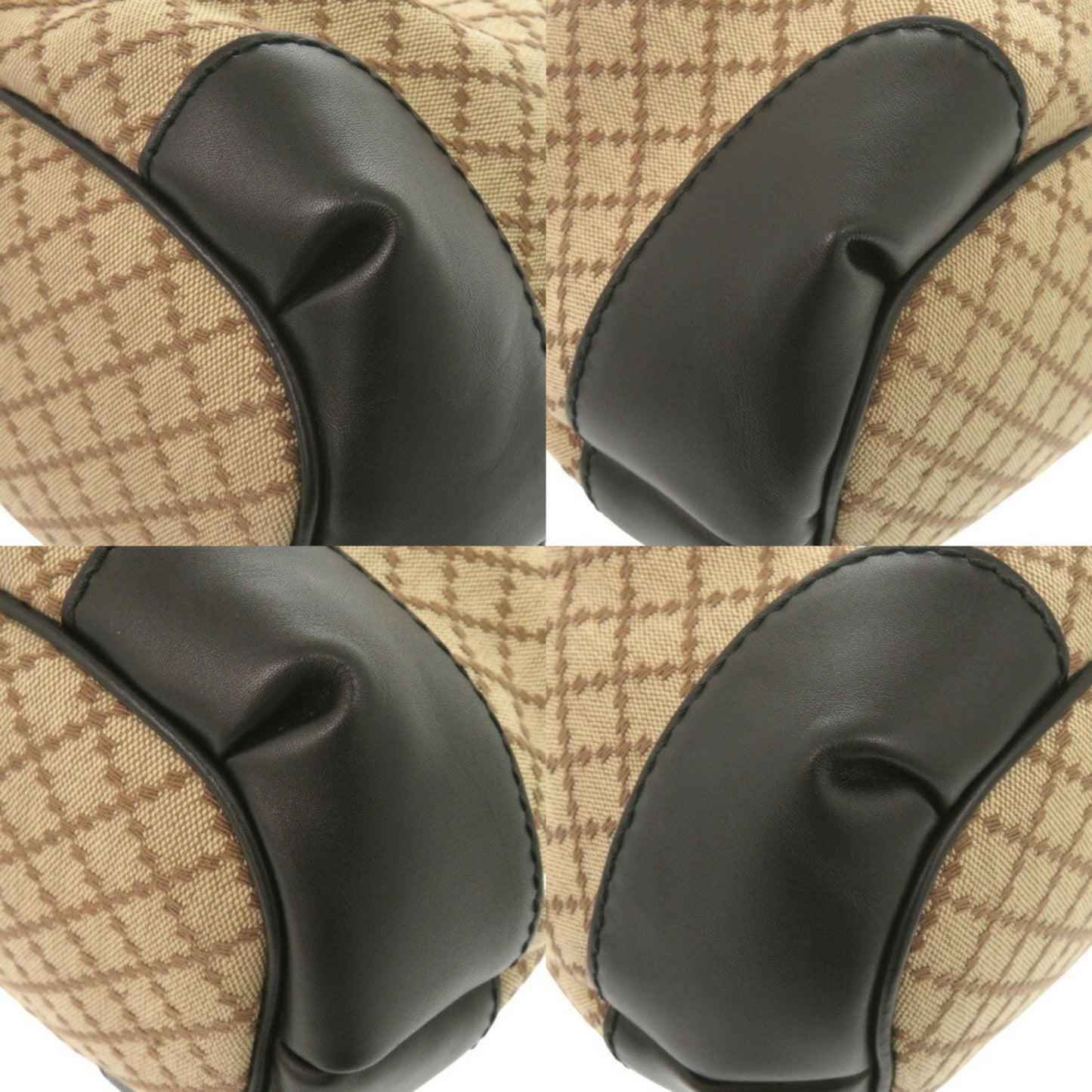 Gucci Beige Black Gg Canvas Leather Handbag