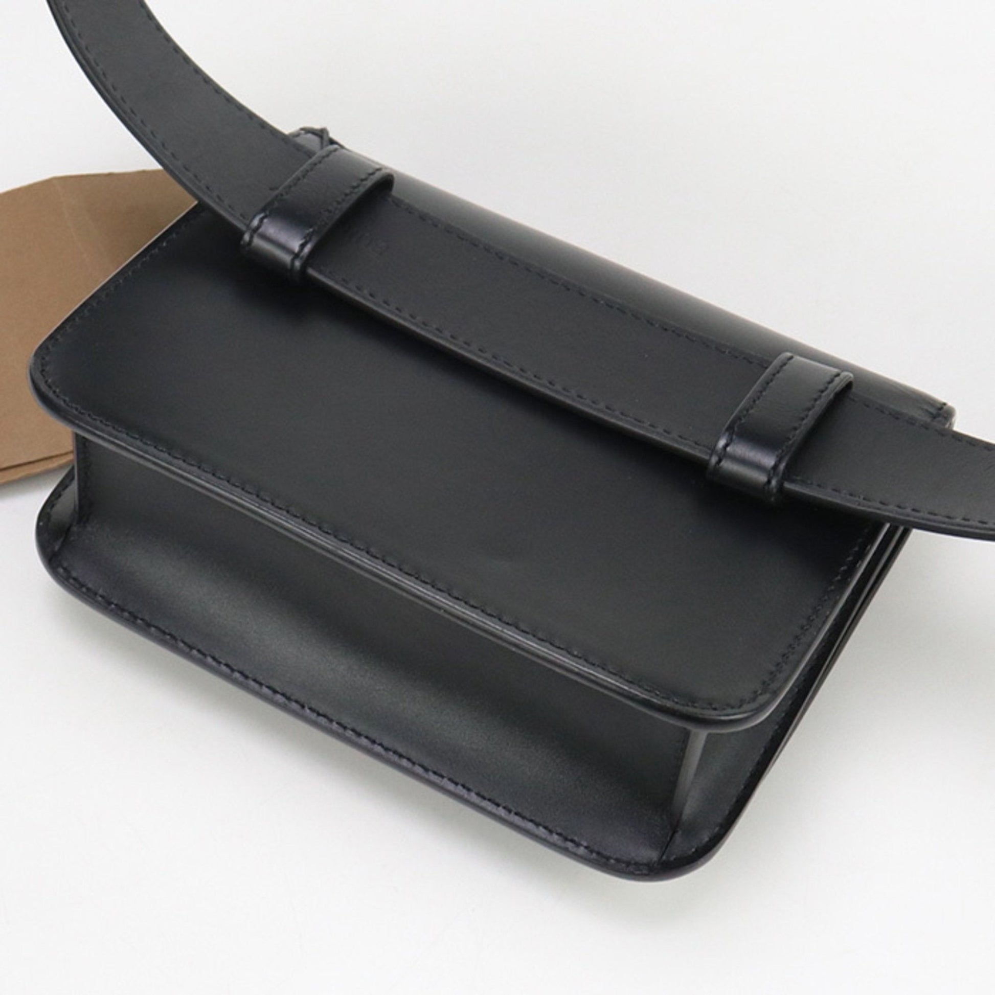 Burberry Fanny Pack Handbag Leather Black Travel Bag