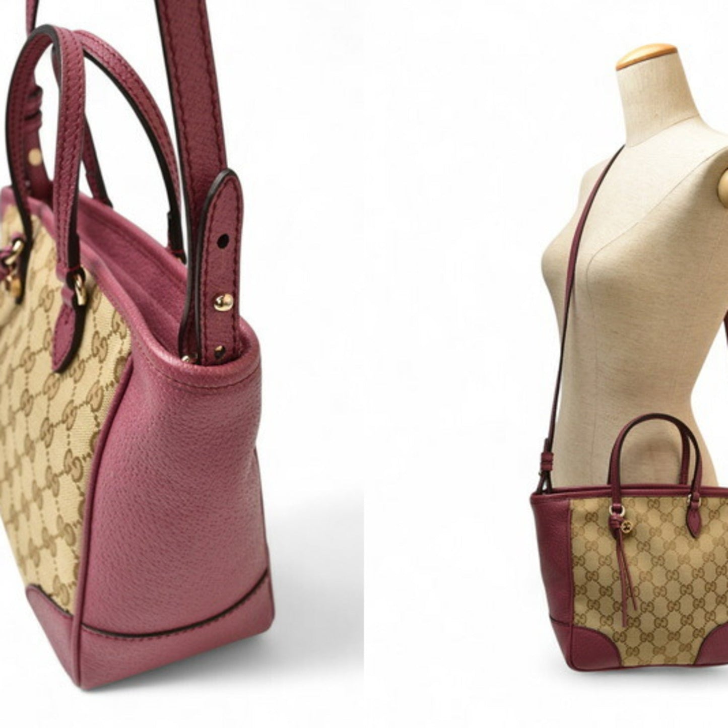 Gucci Beige Pink Gg Canvas Leather Handbag Shoulder Bag