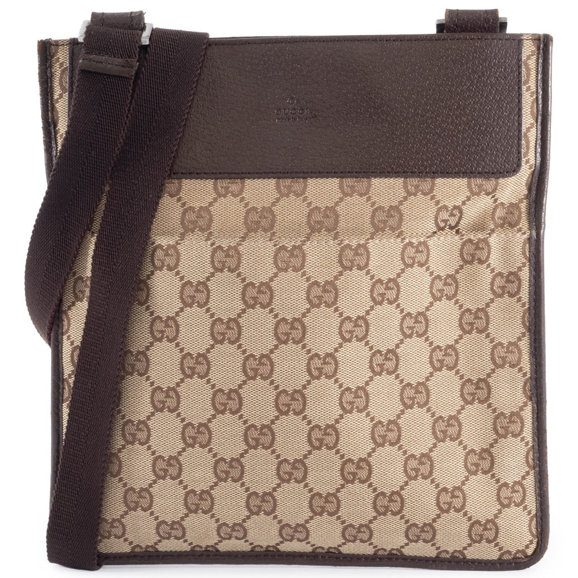 Gucci Gg Canvas Beige Brown Gg Canvas Leather Shoulder Bag