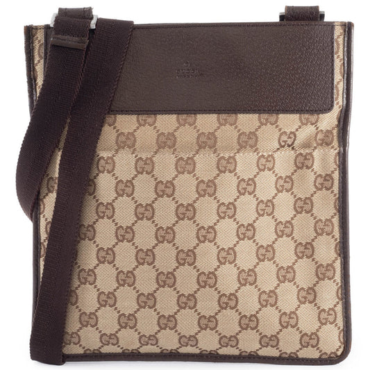Gucci Gg Canvas Beige Brown Gg Canvas Leather Shoulder Bag