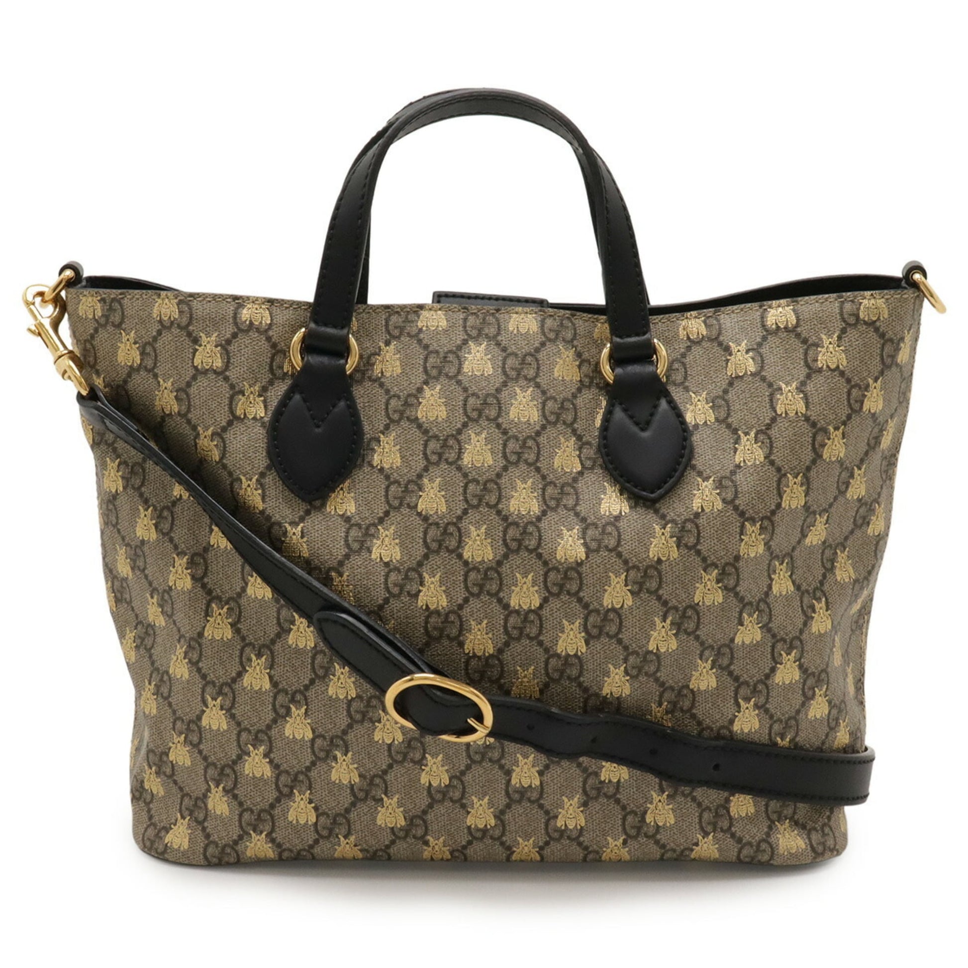 Gucci Beige Brown Gg Supreme Canvas Pvc Coated Canvas Leather Handbag Shoulder Bag Tote Bag