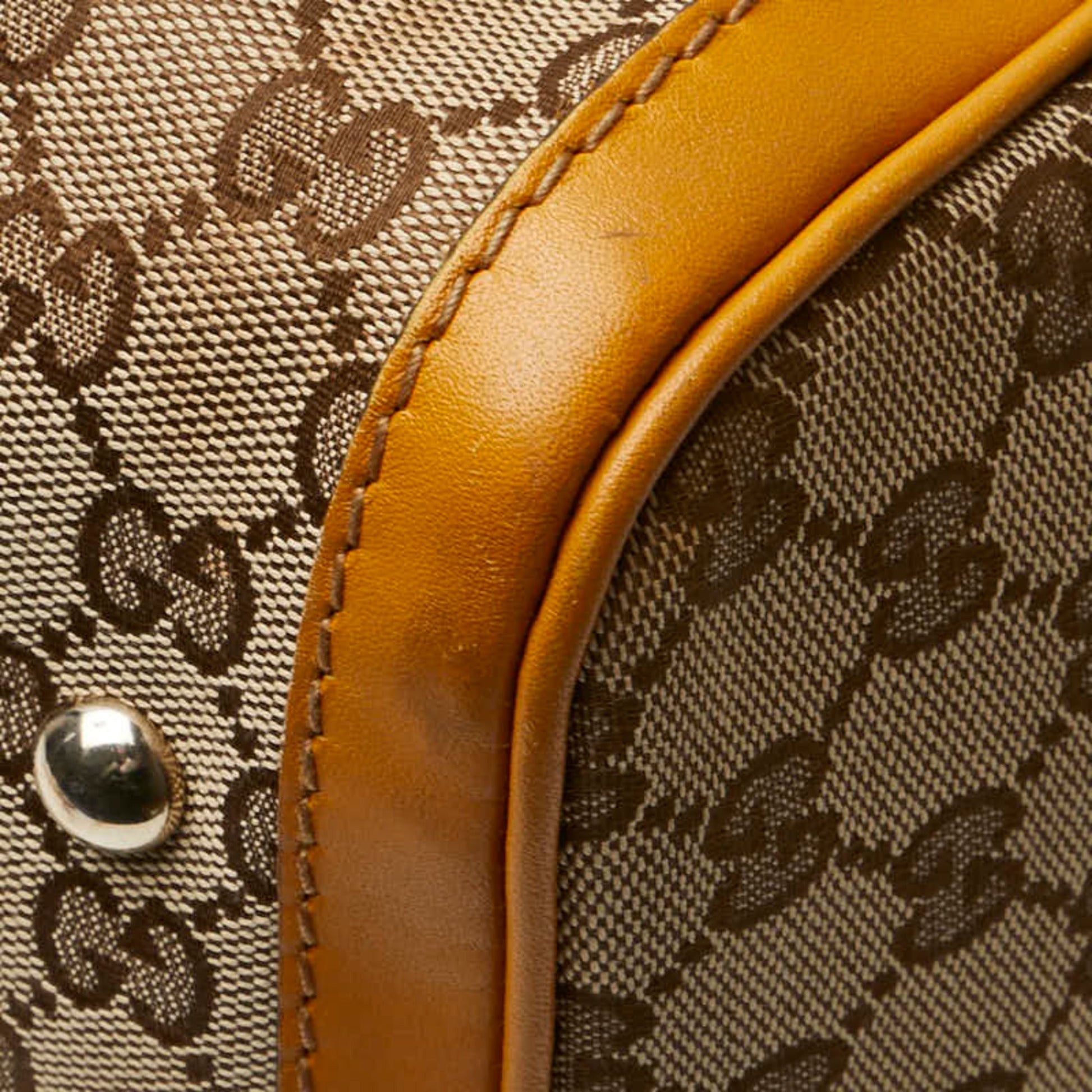 Gucci Beige Yellow Canvas Leather Shoulder Bag