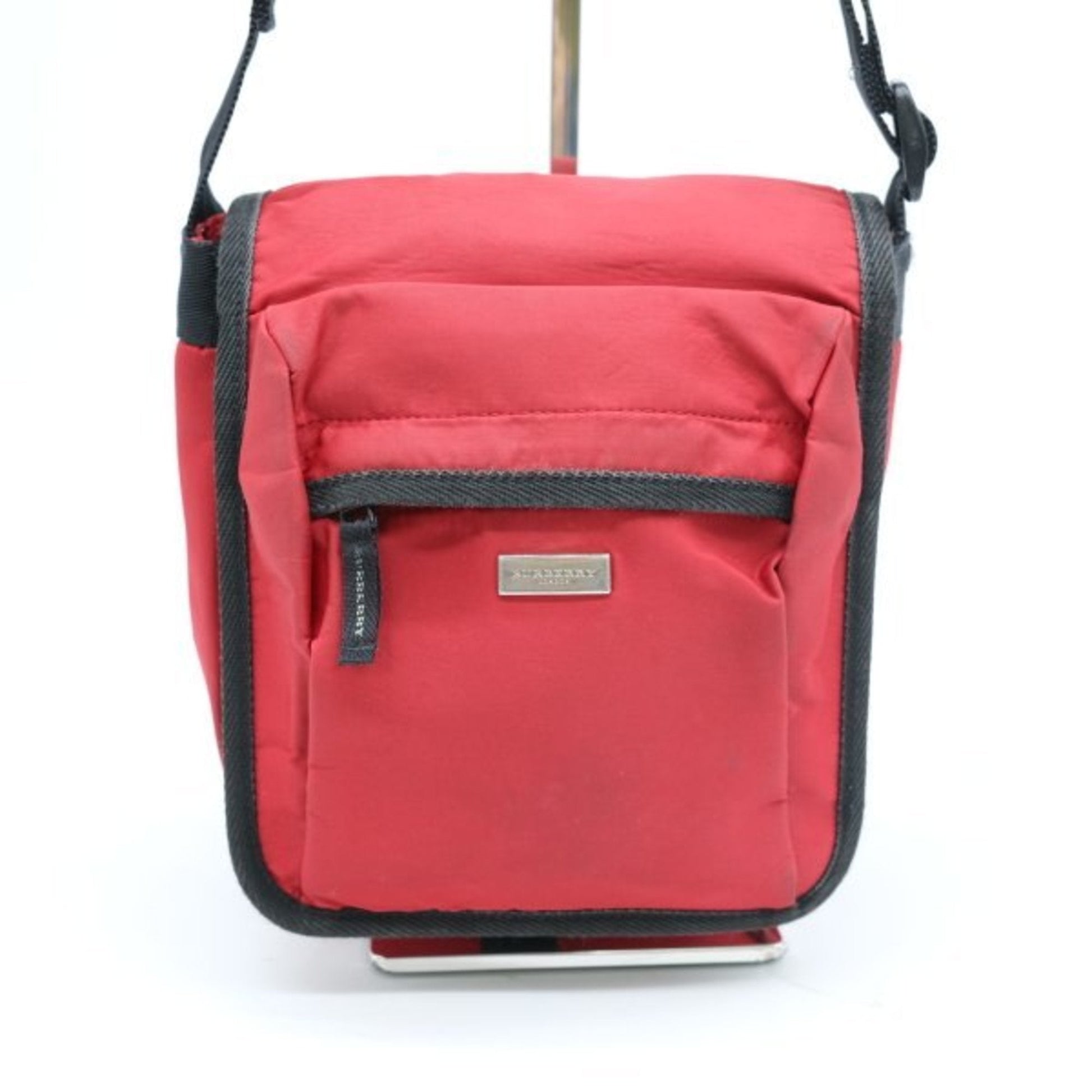 Burberry Color Shoulder Bag Sling Bag Nylon Red