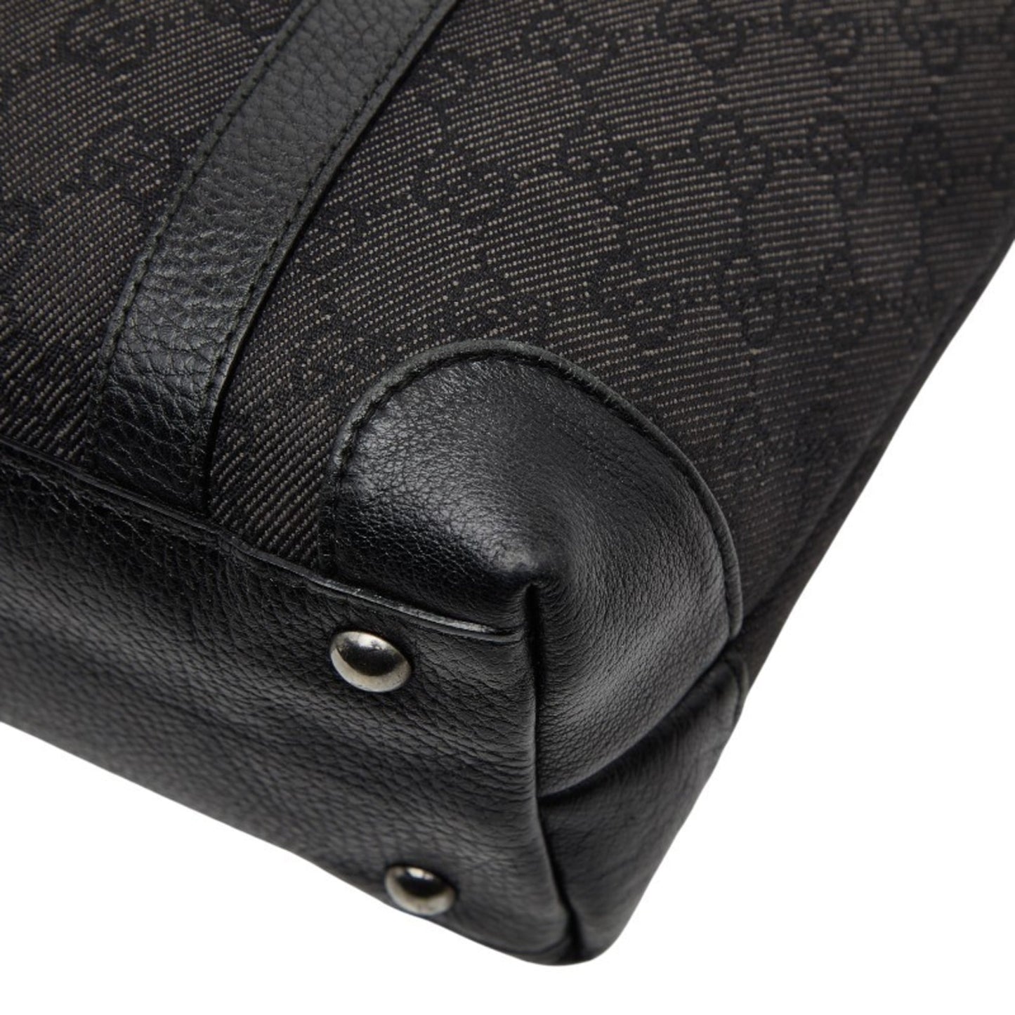 Gucci Black Canvas Leather Handbag Tote Bag