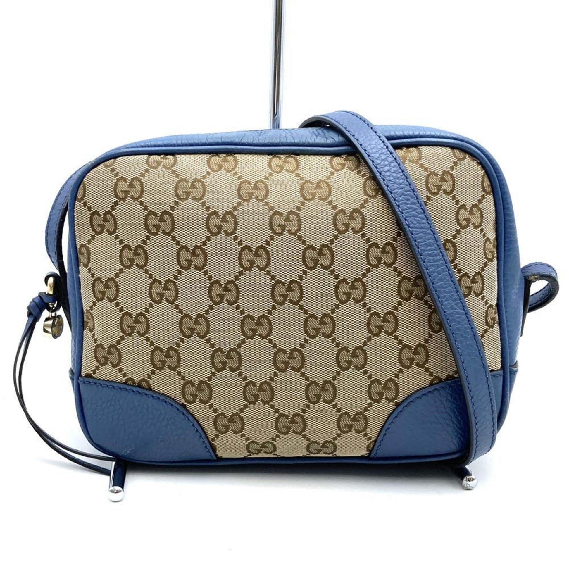 Gucci Brown Gg Canvas Leather Shoulder Bag