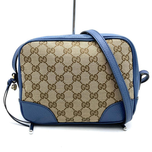 Gucci Brown Gg Canvas Leather Shoulder Bag