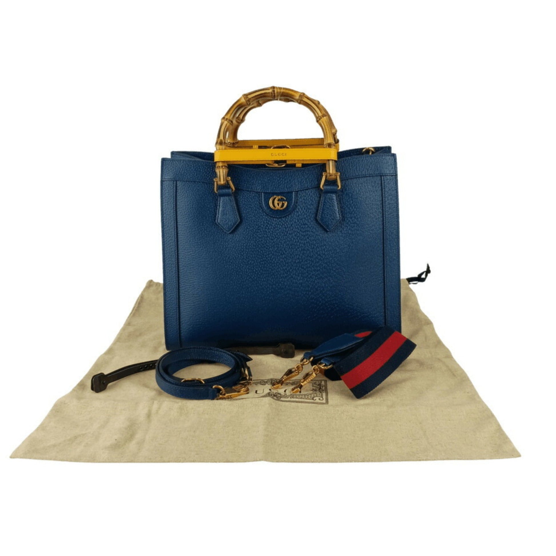 Gucci Royal Blue Leather Handbag Shoulder Bag Tote Bag