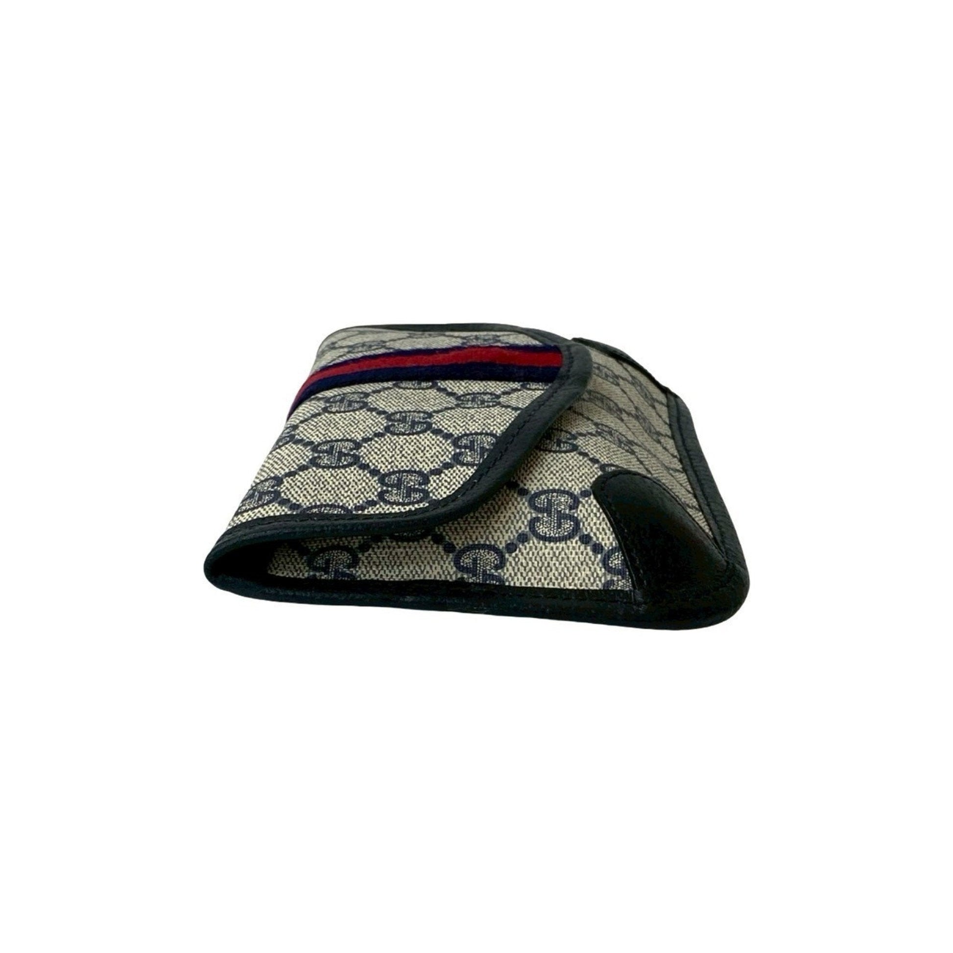 Gucci Navy Red Color Leather Pvc Pouch