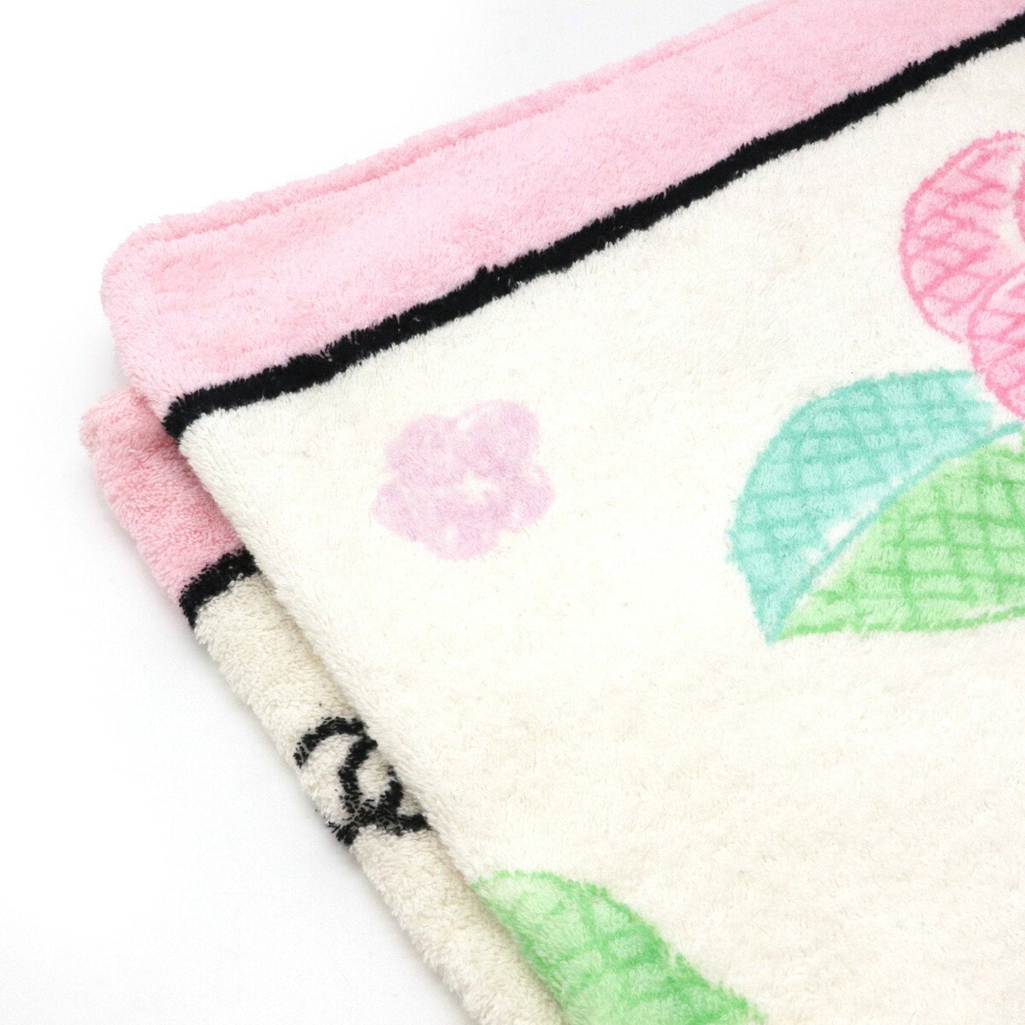 CHANEL Camellia Coco Mark Bath Towel Beach Large Blanket 100% Cotton Pink White
