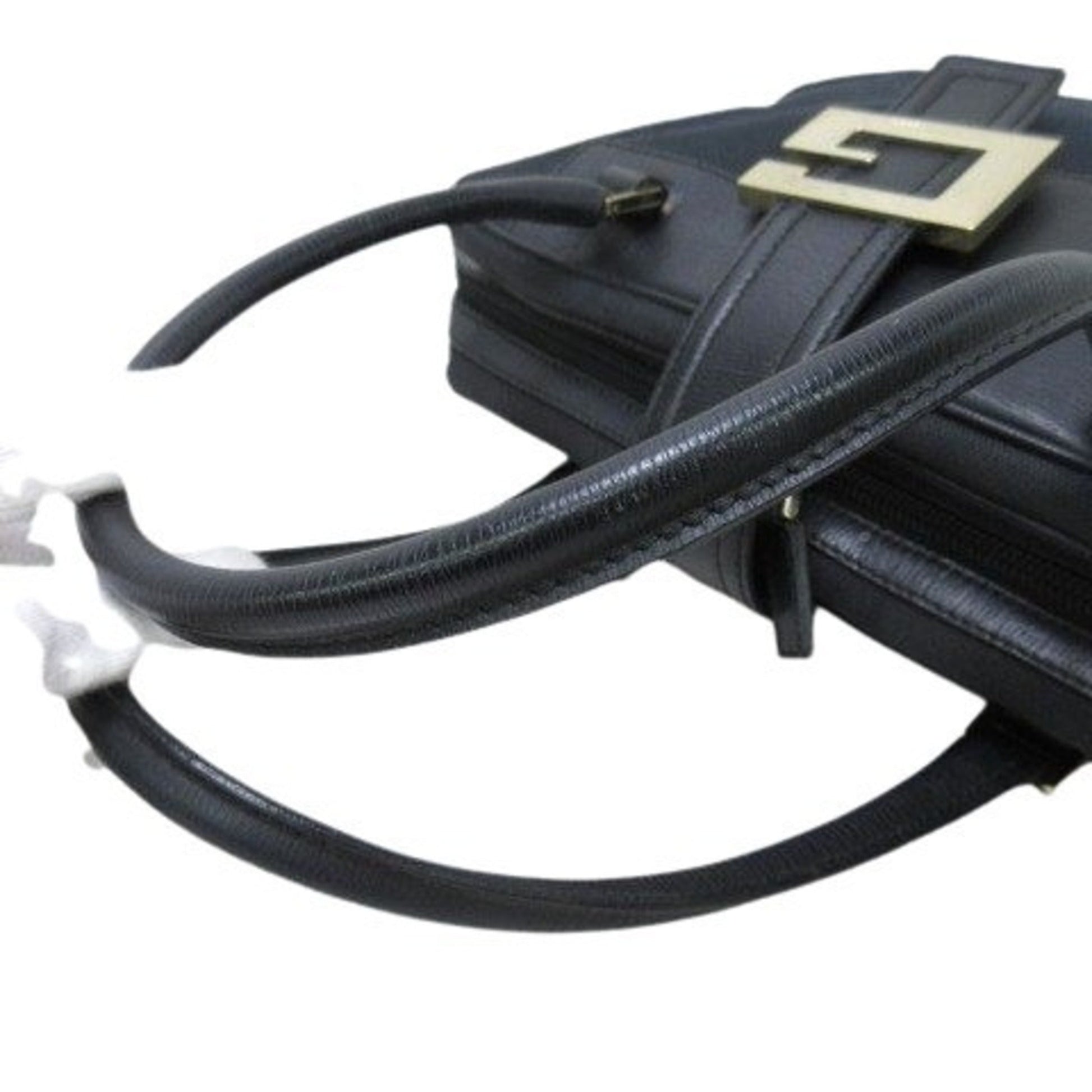 Gucci Black Canvas Leather Handbag Shoulder Bag Tote Bag