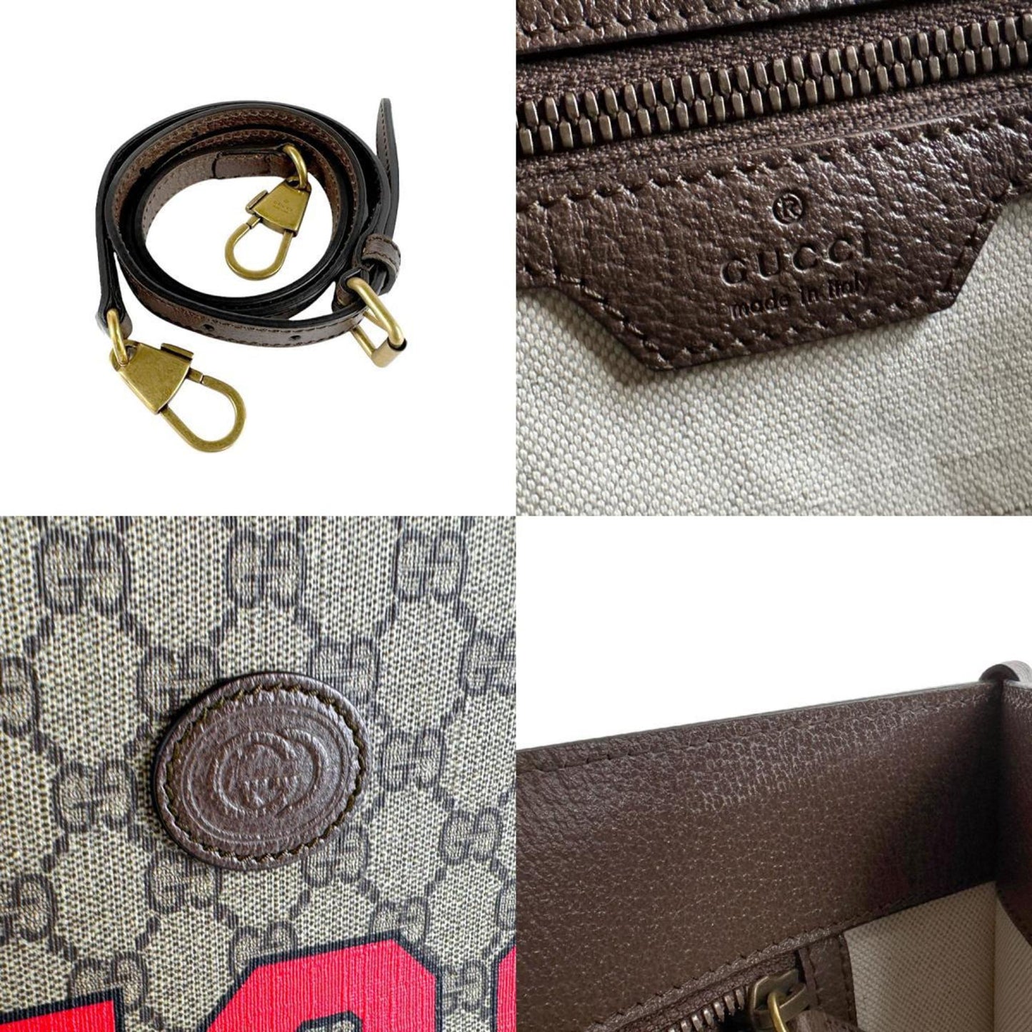 Gucci Brown Red Color Gg Supreme Handbag Shoulder Bag