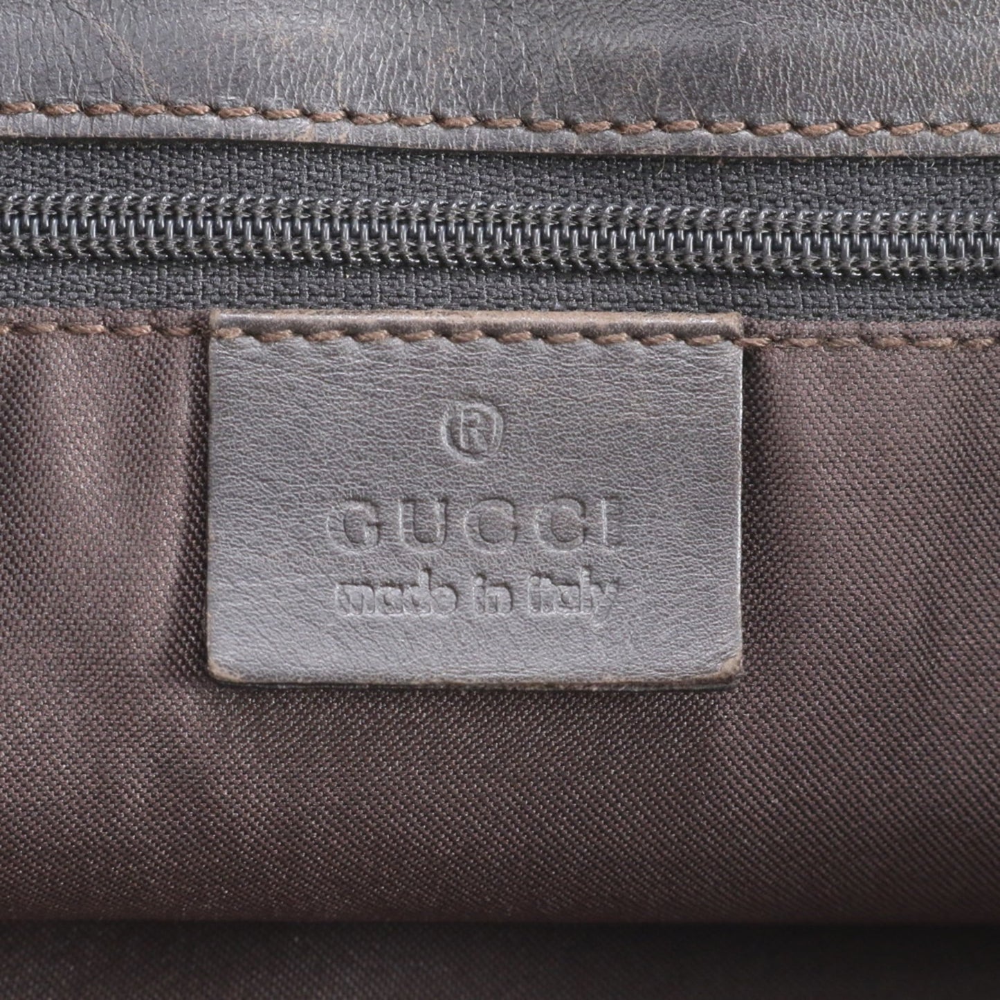 Gucci Brown Leather Canvas Tote Bag