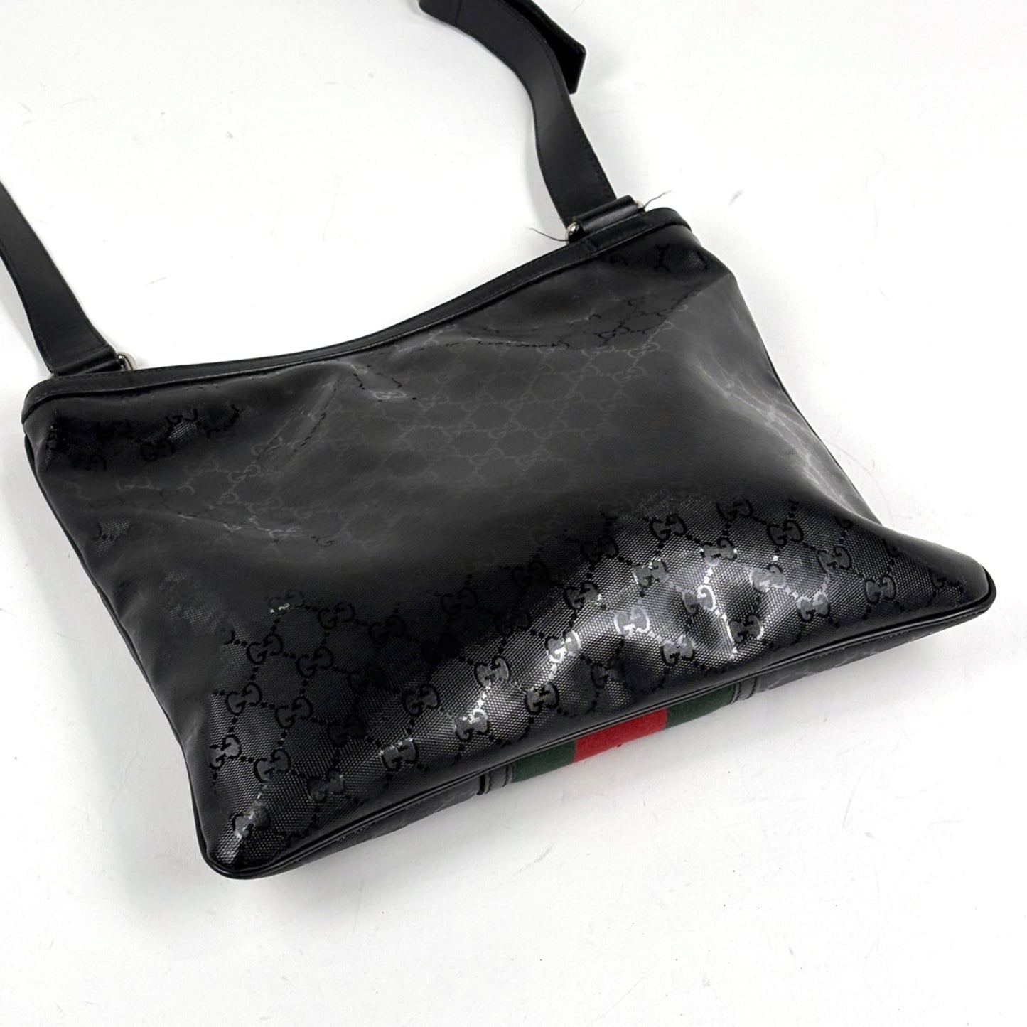 Gucci Black Coated Canvas Leather Shoulder Bag