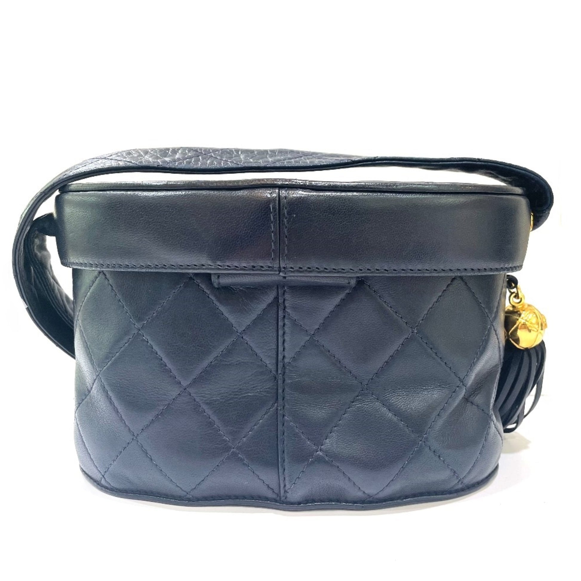 Chanel CC Mark bag vanity fringe Shoulder Bag Navy GoldHardware