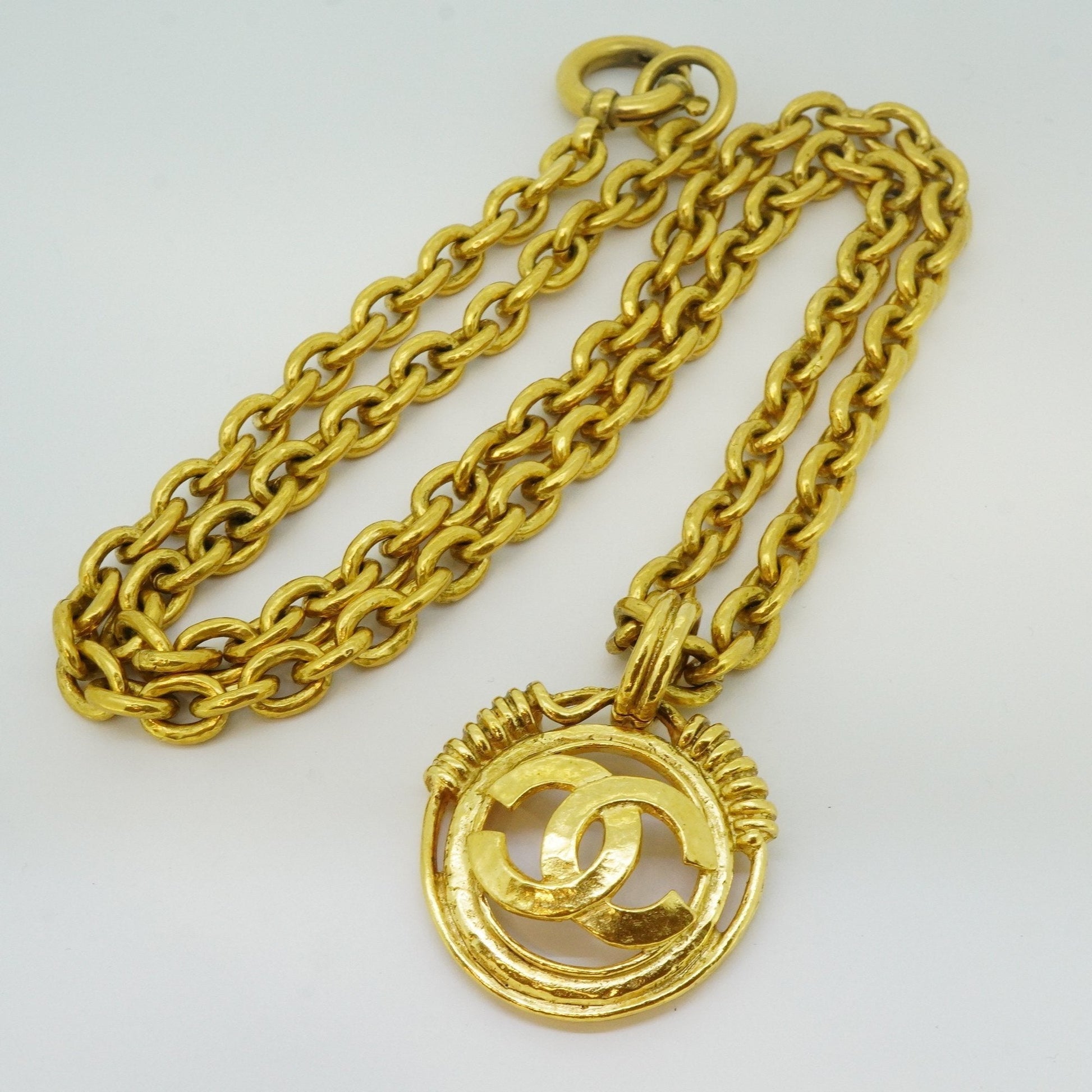 Chanel Necklace   Coco Mark 5 Consecutive GP Plated Gold Color Gold