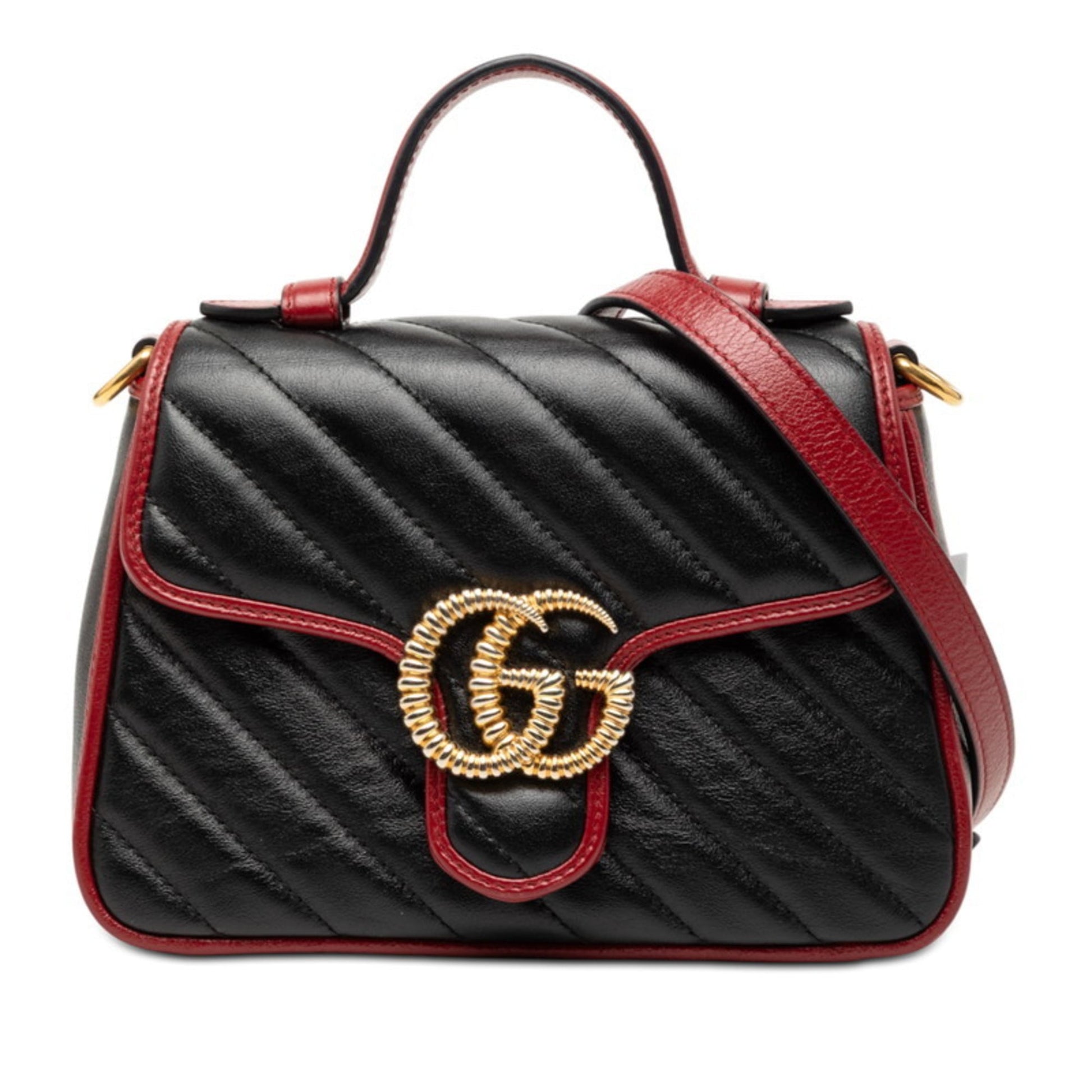 Gucci Black Red Color Leather Shoulder Bag
