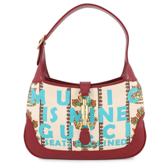Gucci Ivory Red Color Canvas Leather Handbag Shoulder Bag