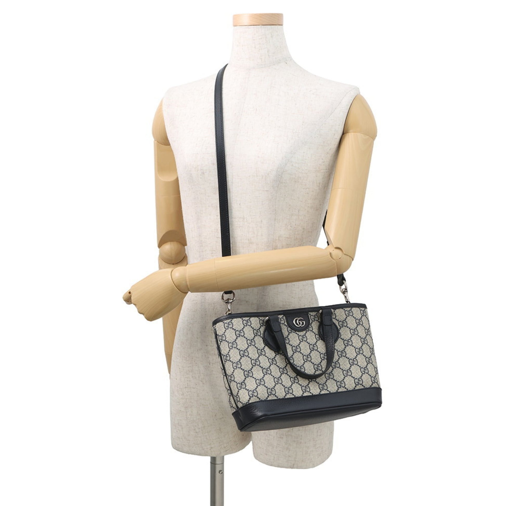 Gucci Ophidia Beige Navy Gg Supreme Leather Shoulder Bag
