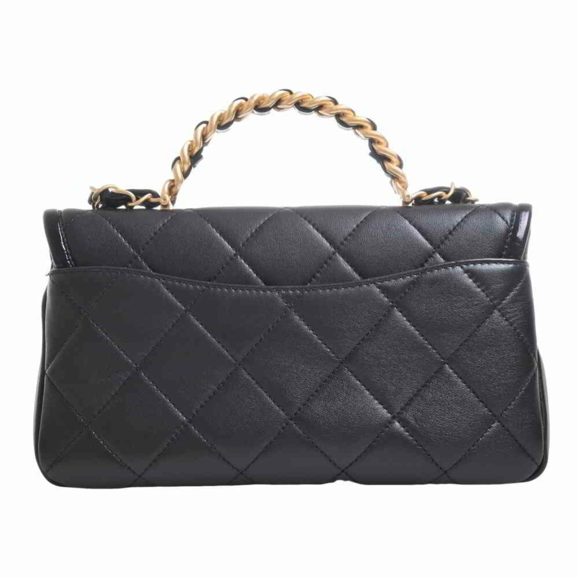 Chanel lambskin matelasse chain shoulder bag black