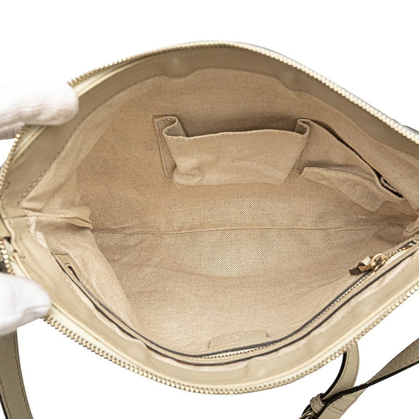 Gucci Gg Canvas Beige Gg Canvas Leather Shoulder Bag