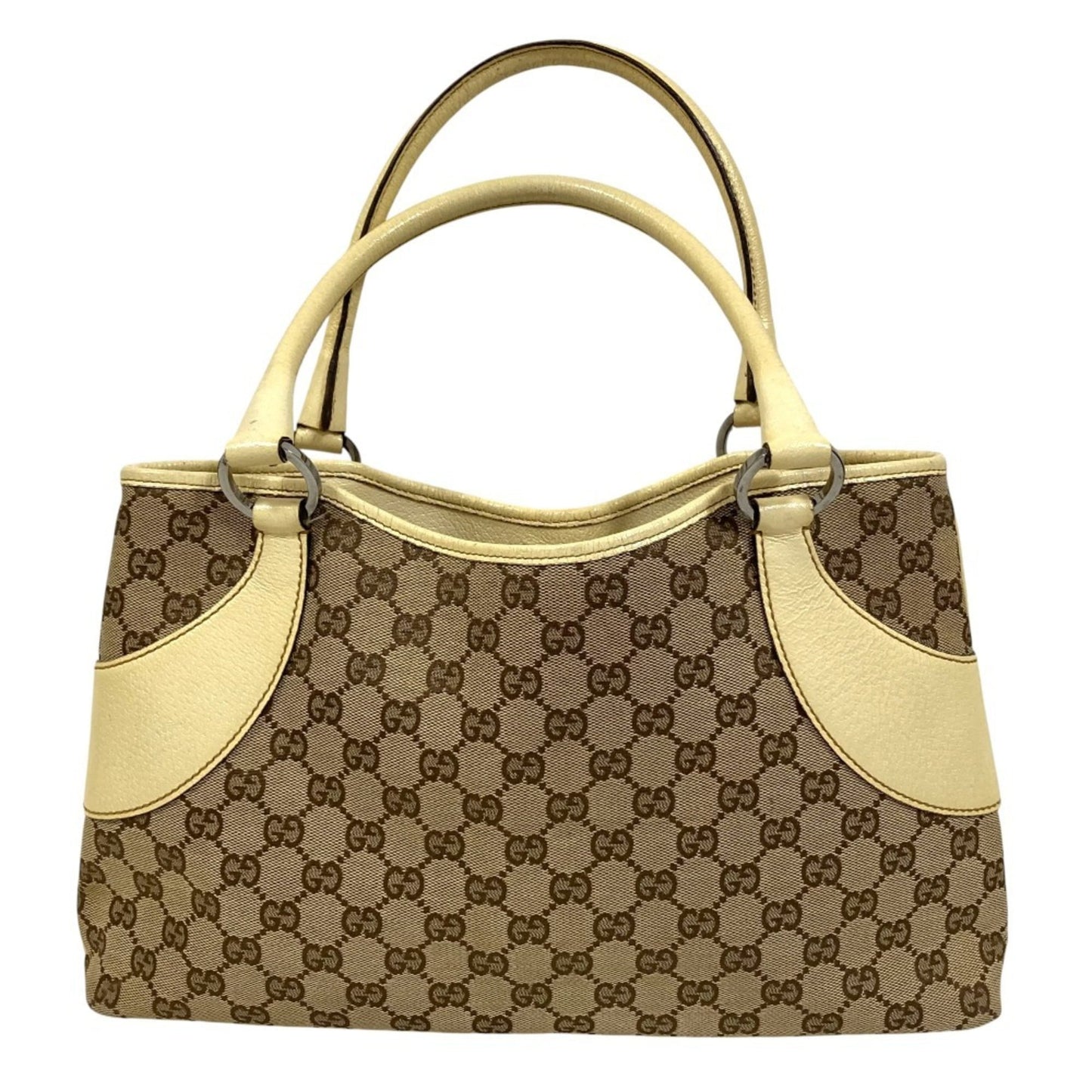 Gucci Beige Gg Canvas Leather Handbag