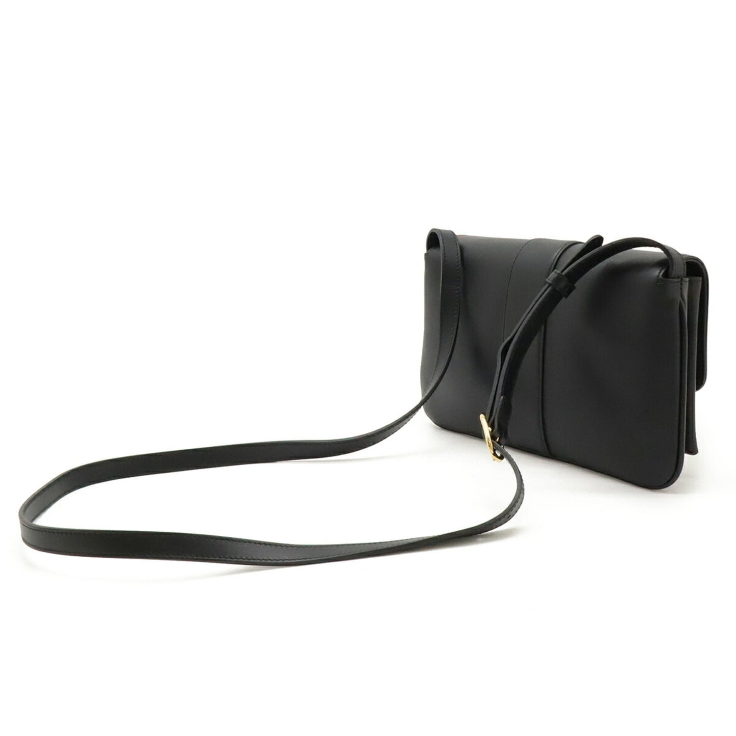 Gucci Gg Marmont Black Leather Pochette Shoulder Bag