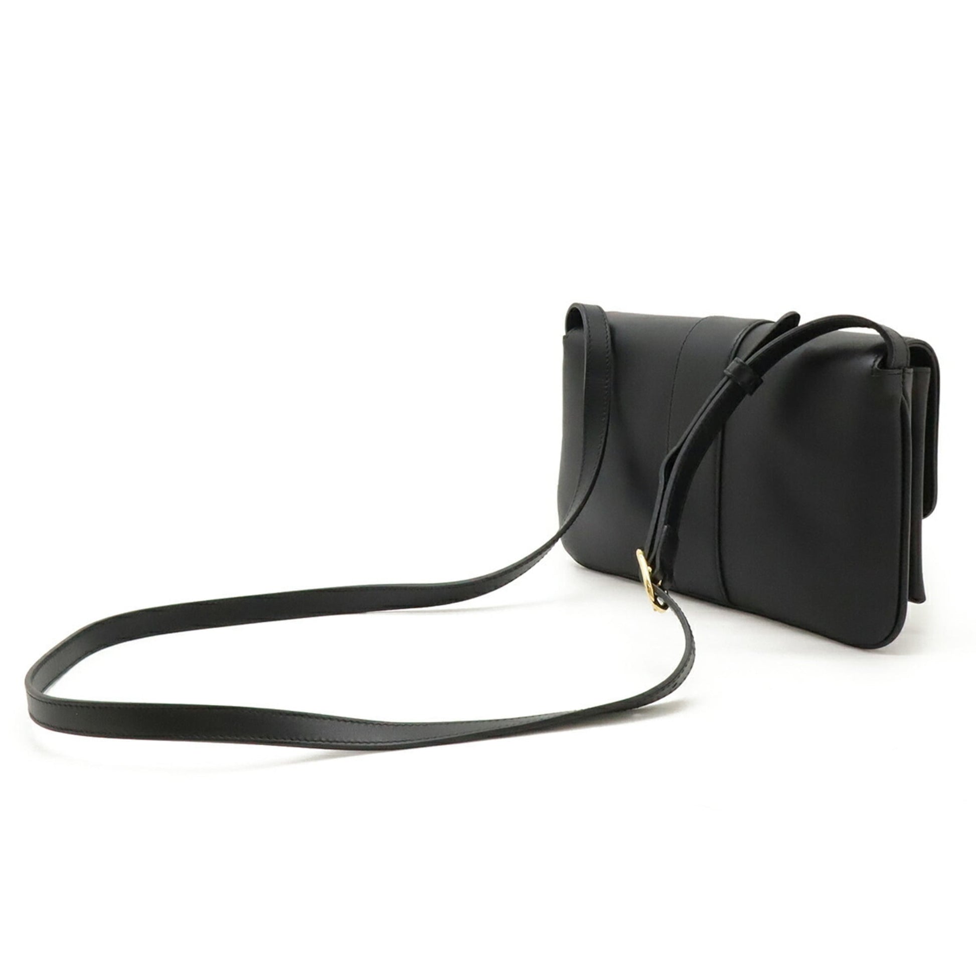 Gucci Gg Marmont Black Leather Pochette Shoulder Bag
