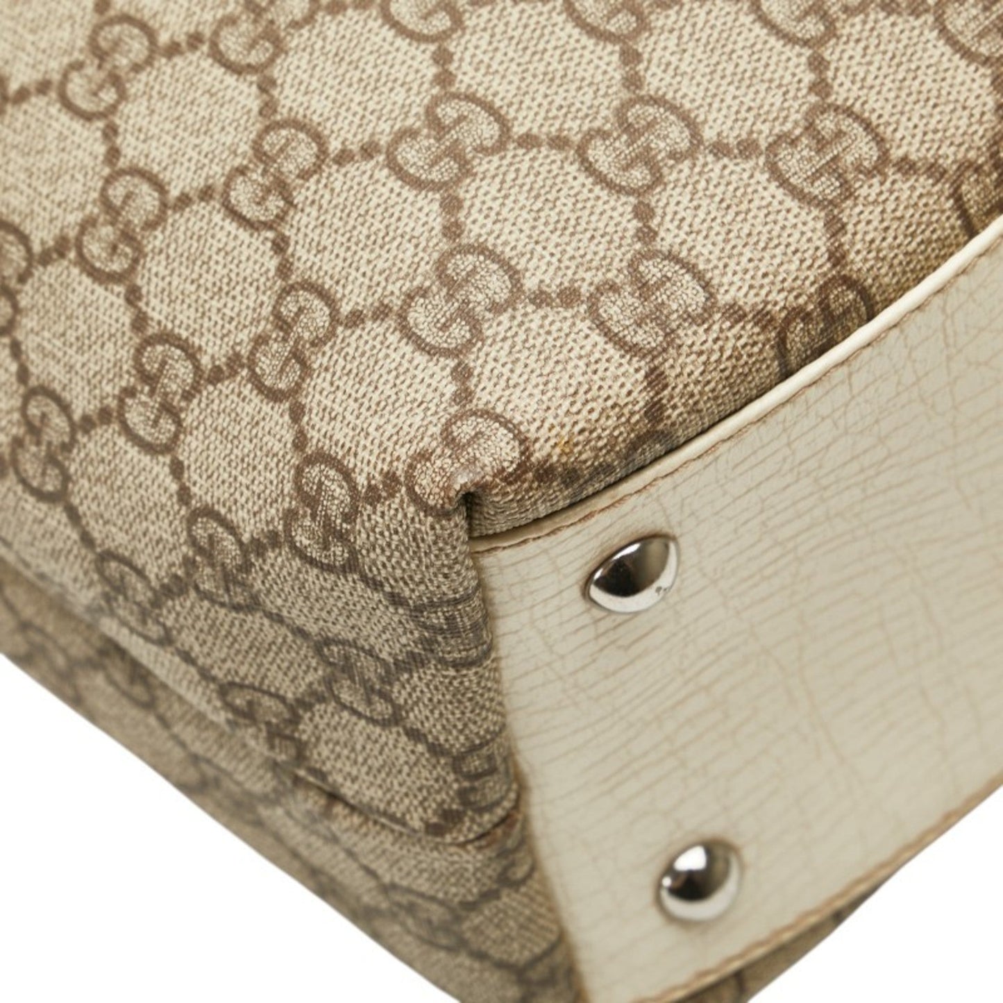 Gucci Beige Ivory Pvc Leather Handbag Tote Bag