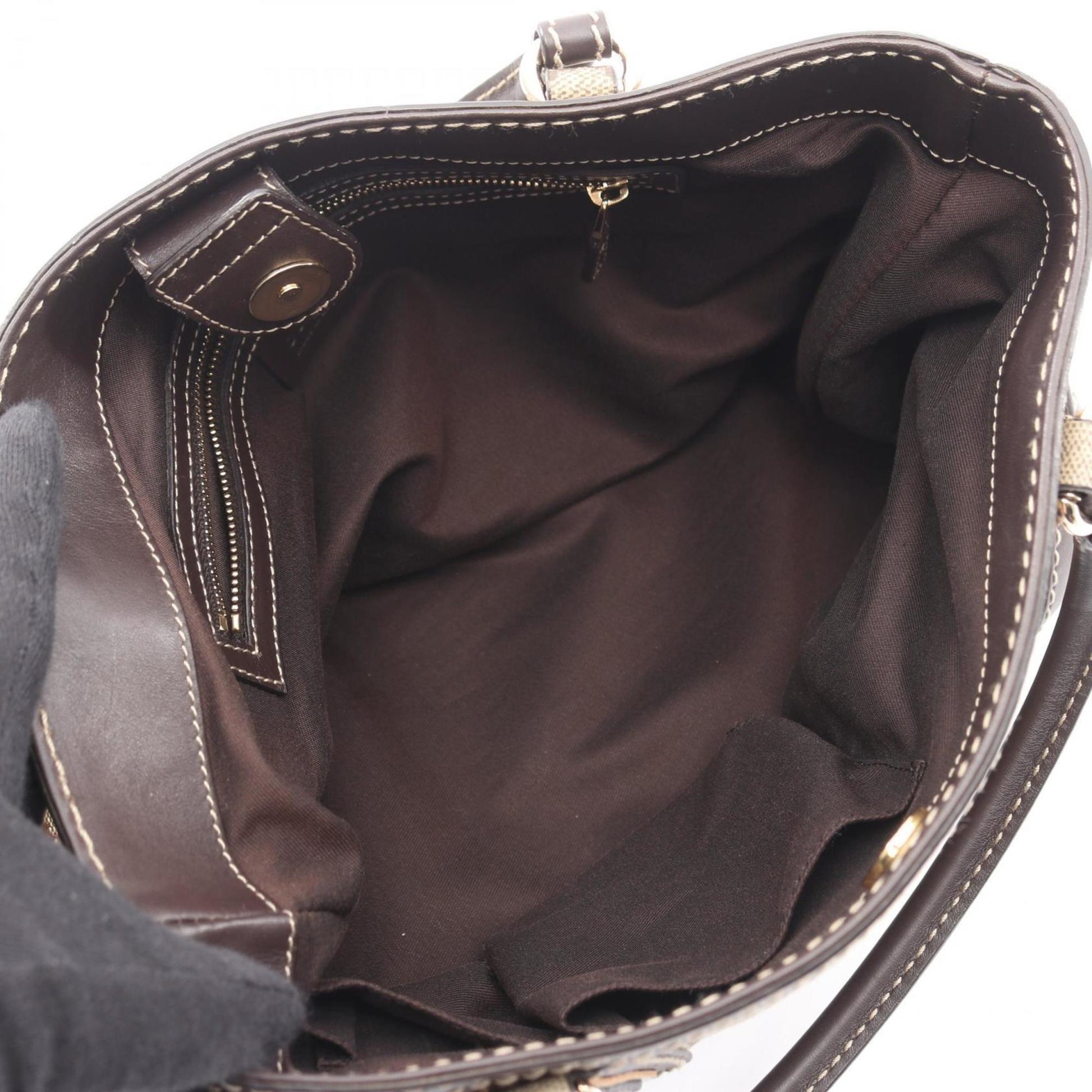 Gucci Beige Brown Pvc Leather Tote Bag