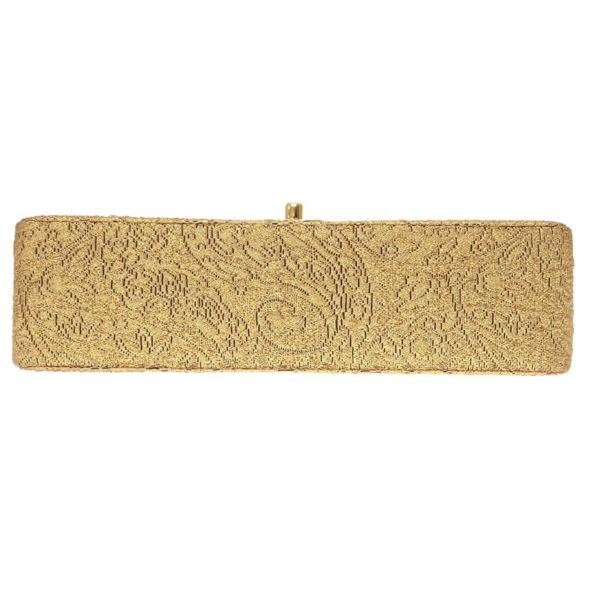 Chanel Nishijin Woven Double Flap Satin Leather Gold Chain Shoulder Bag Cocomark Turnlock