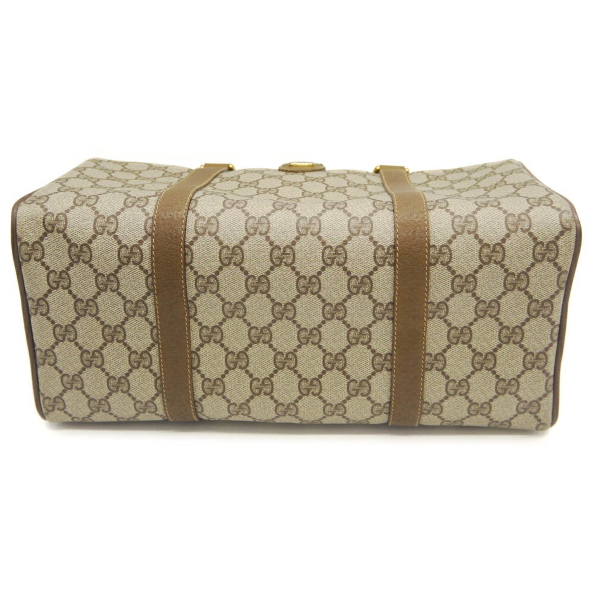 Gucci Beige Pvc Leather Boston Bag