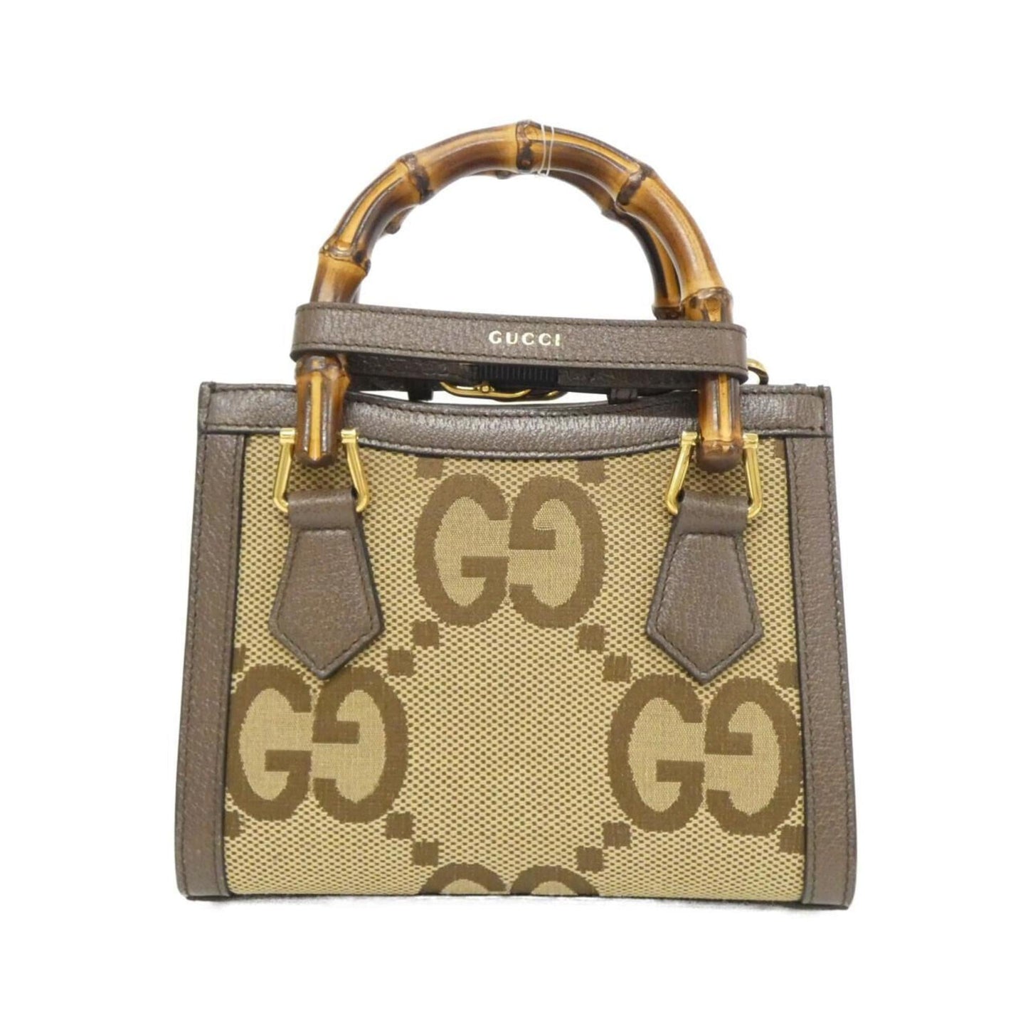 Gucci Brown Camel Gg Canvas Leather Handbag