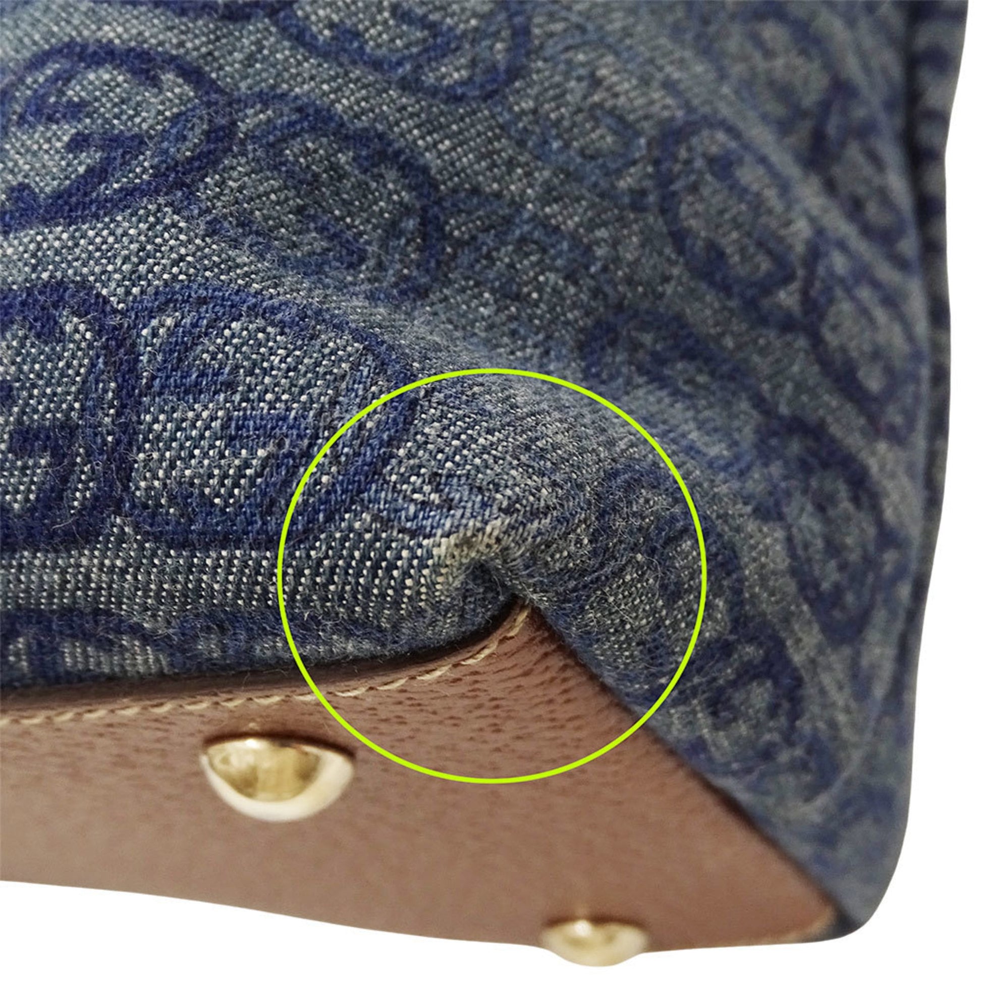 Gucci Blue Brown Denim Tote Bag