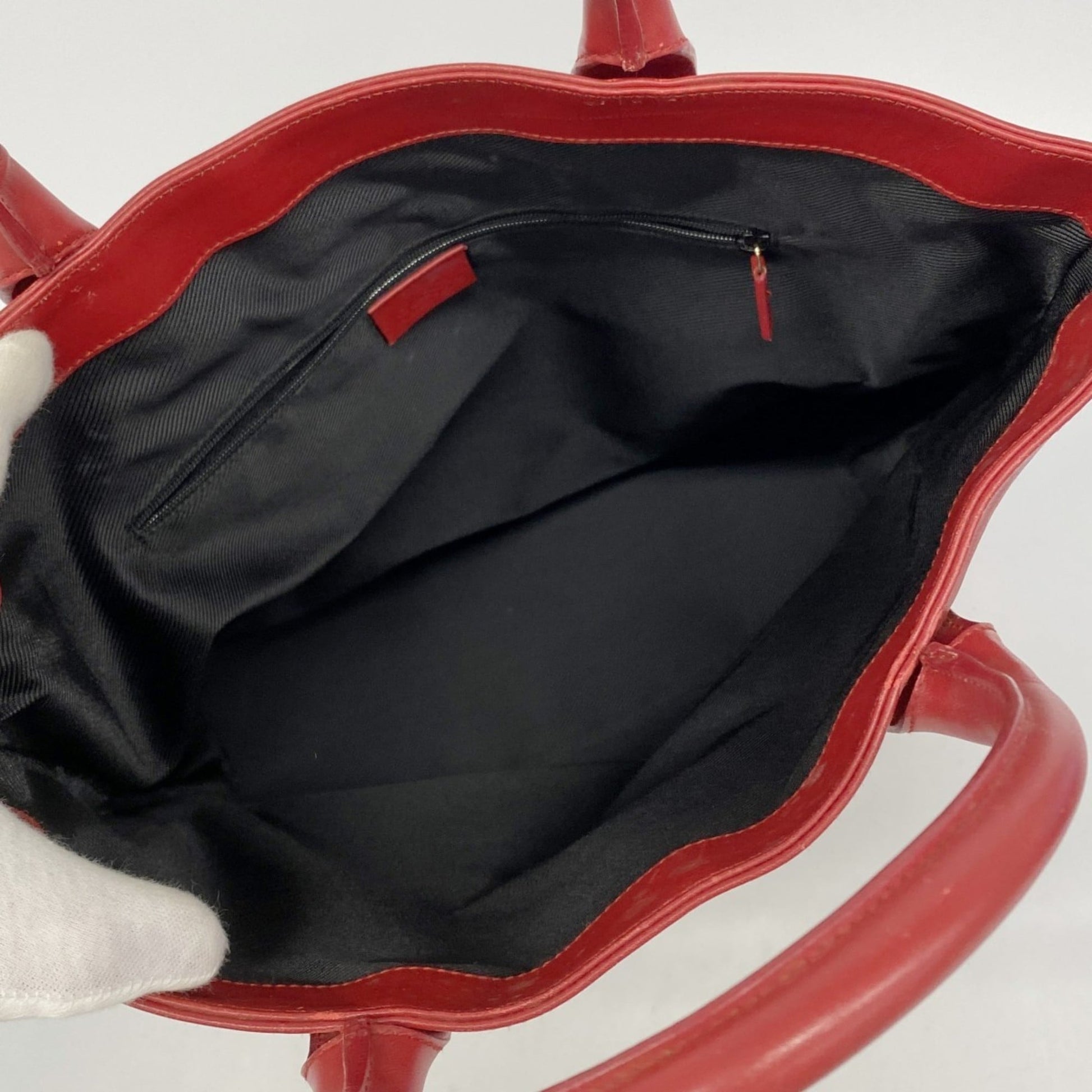 Gucci Beige Black Red Color Canvas Tote Bag
