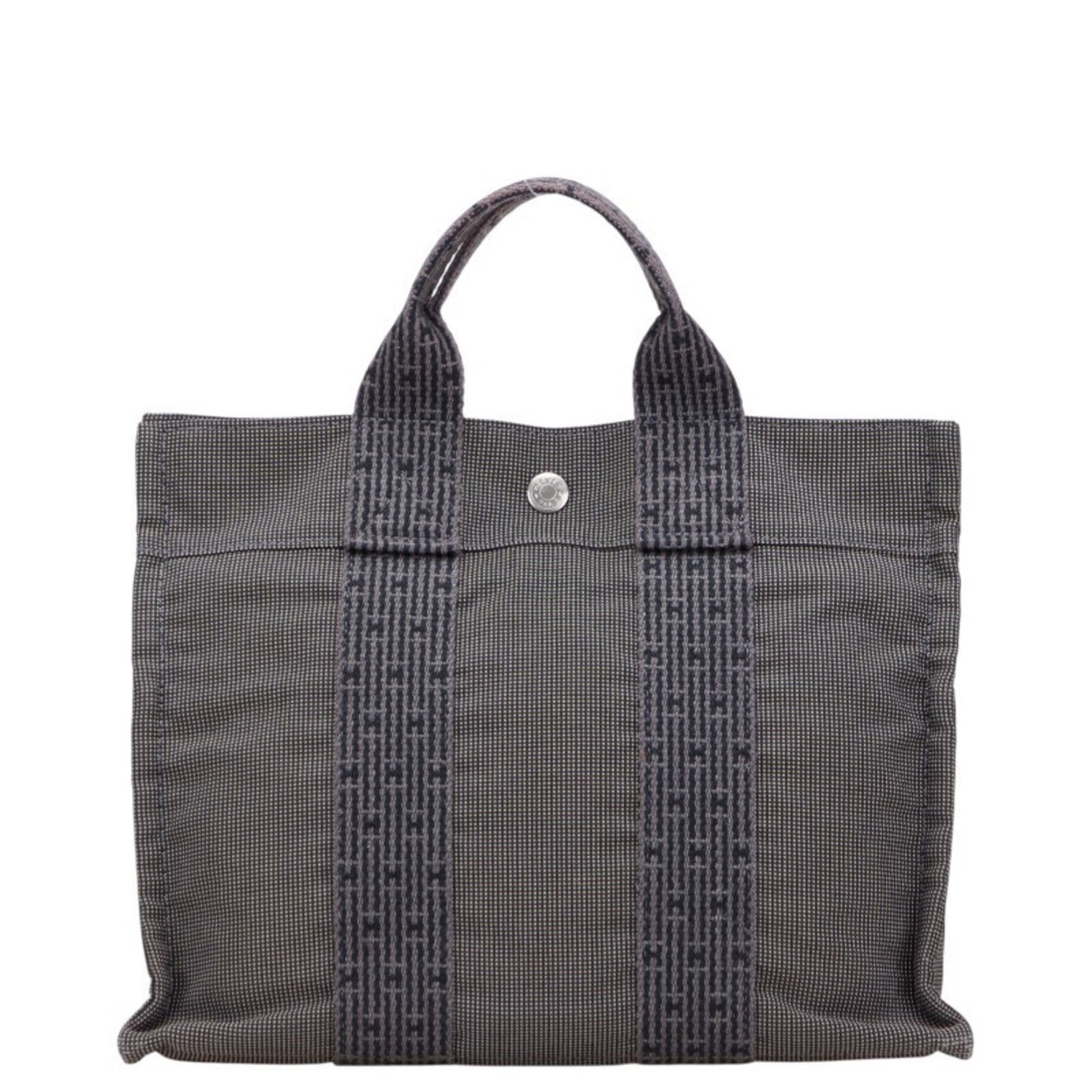 Hermes Her Line Handbag Tote Bag Canvas Gray