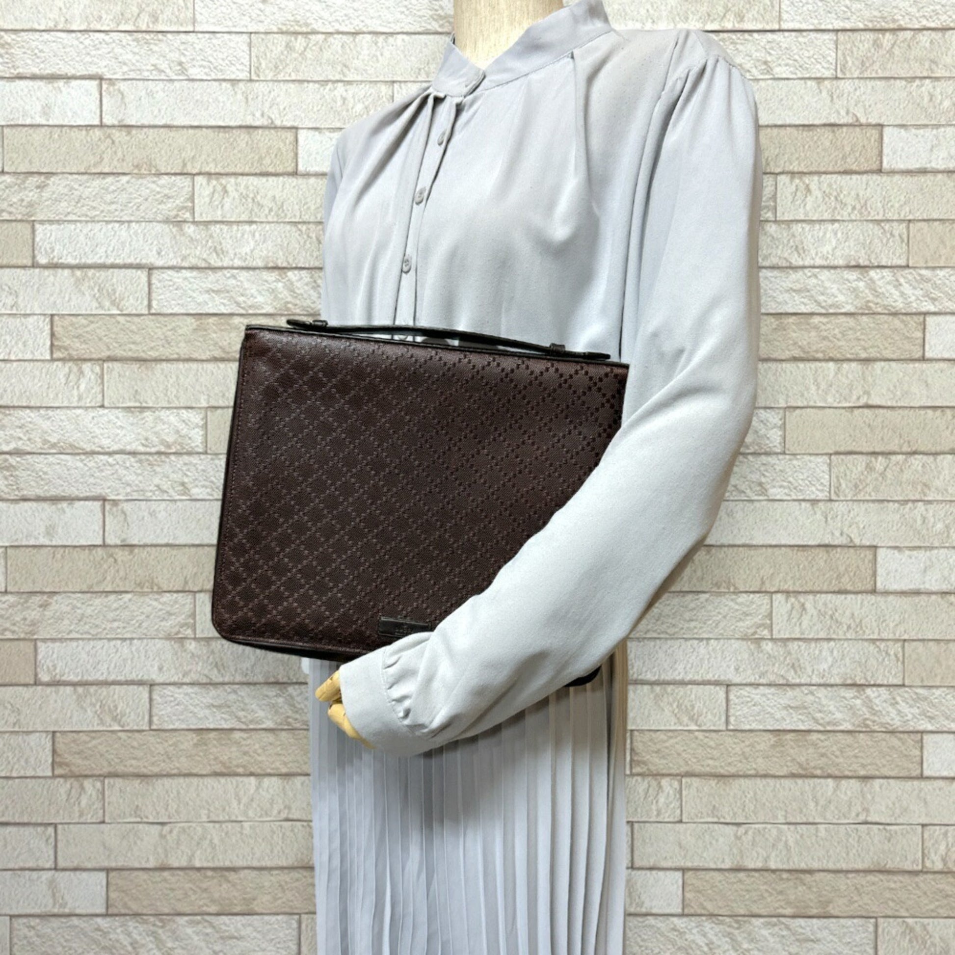 Gucci Diamante Brown Leather Handbag