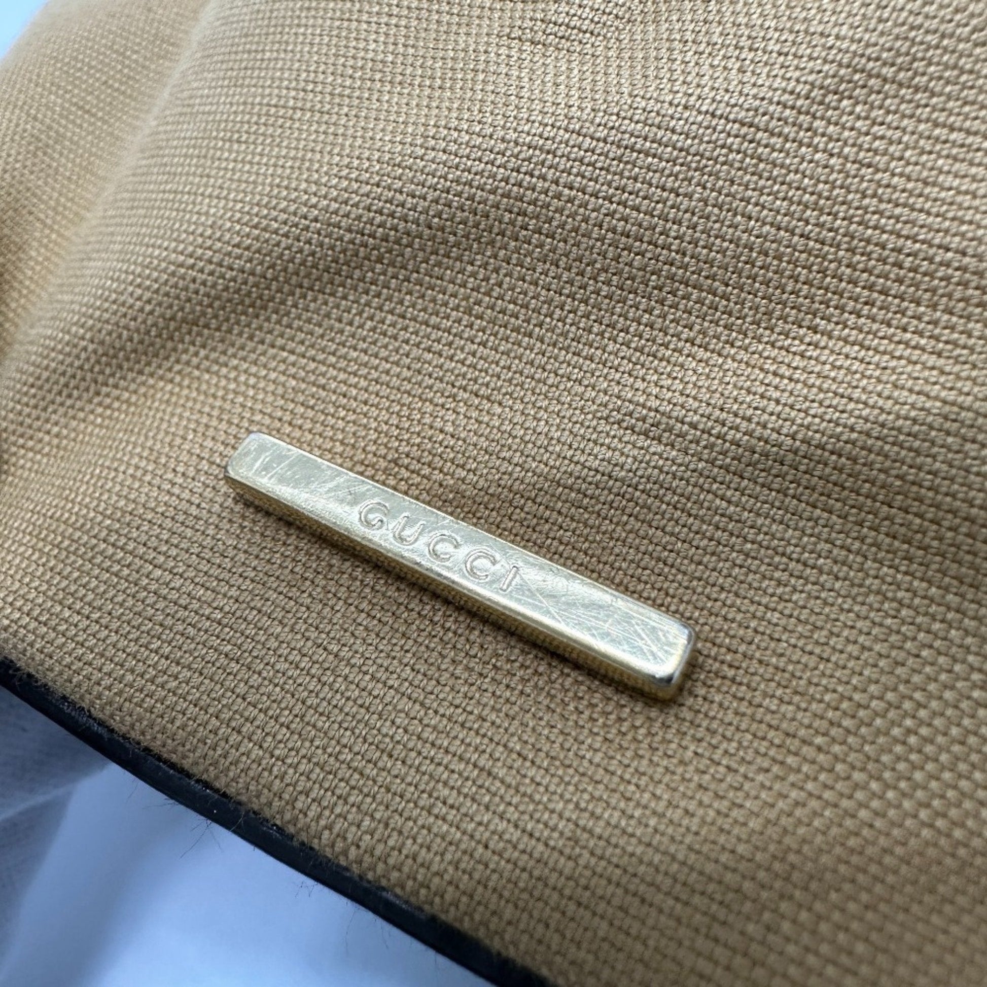 Gucci Beige Leather Canvas Shoulder Bag