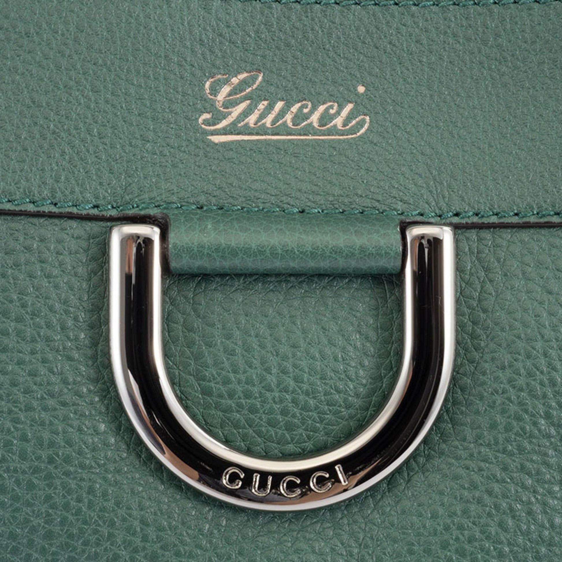 Gucci Abbey Green Leather Shoulder Bag Tote Bag