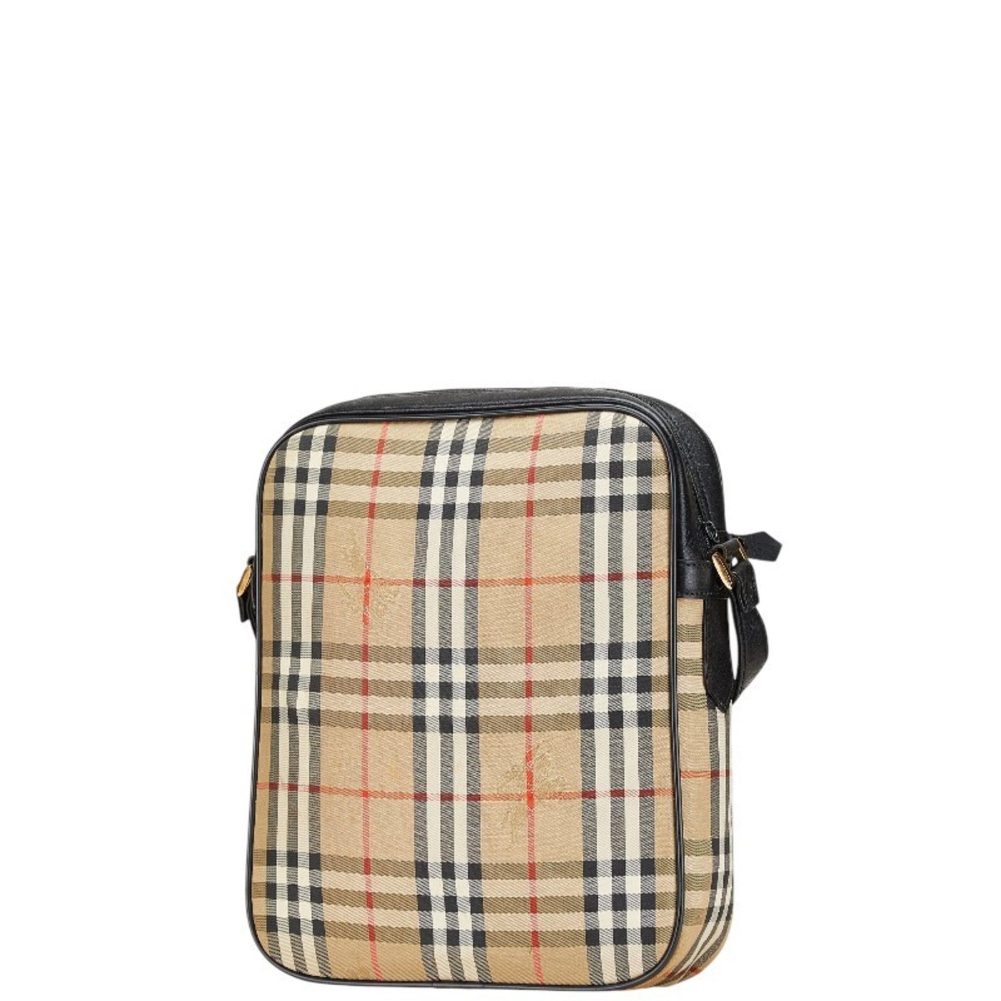 Burberry Multi Color Shoulder Bag Leather Canvas Beige Shoulder Bag 3