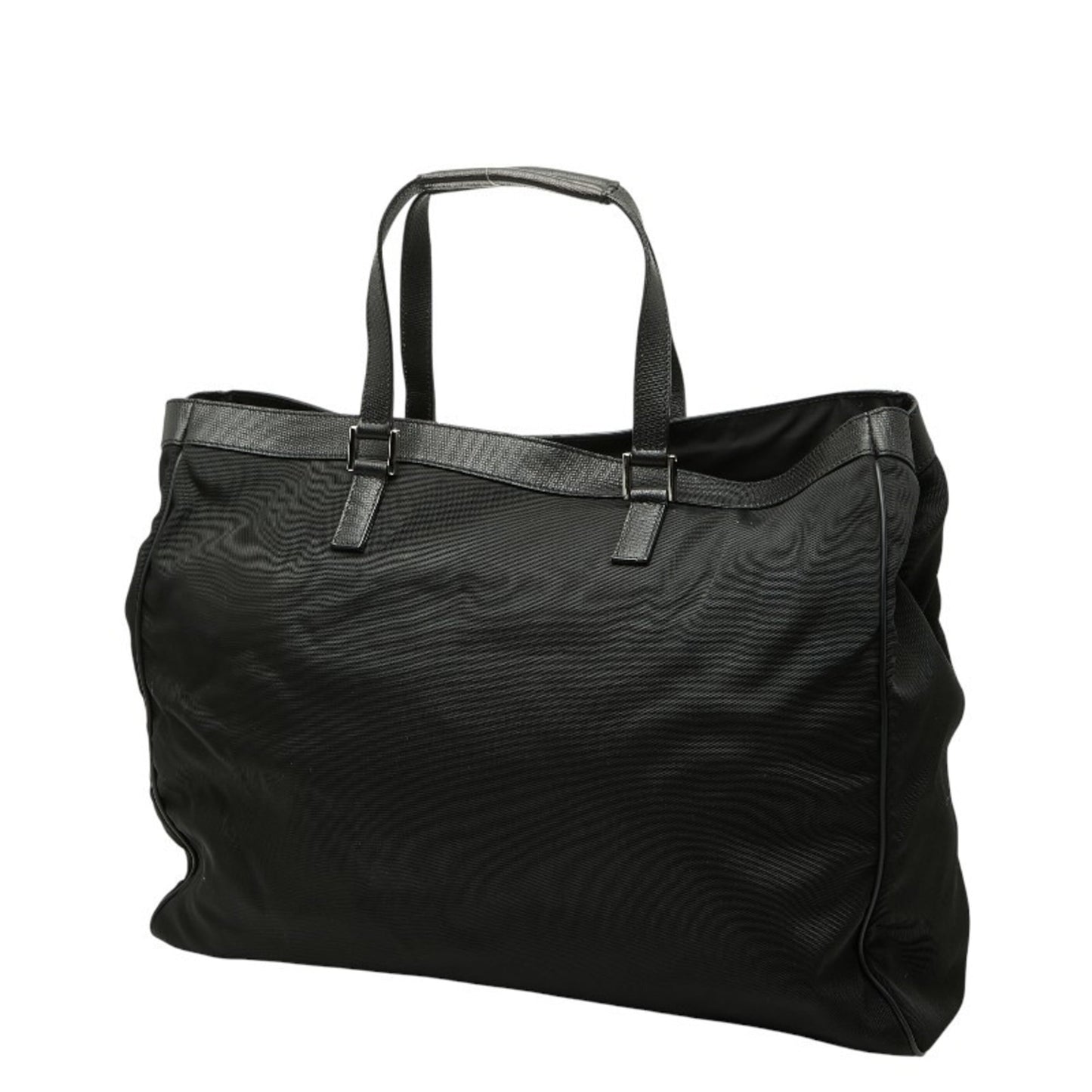 Gucci Black Nylon Leather Tote Bag