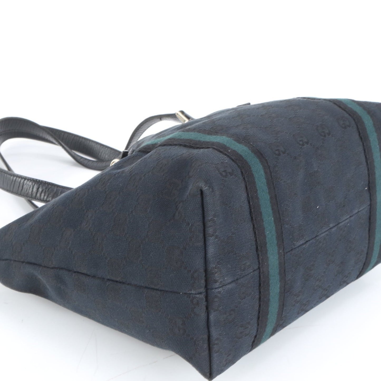 Gucci Black Leather Canvas Tote Bag
