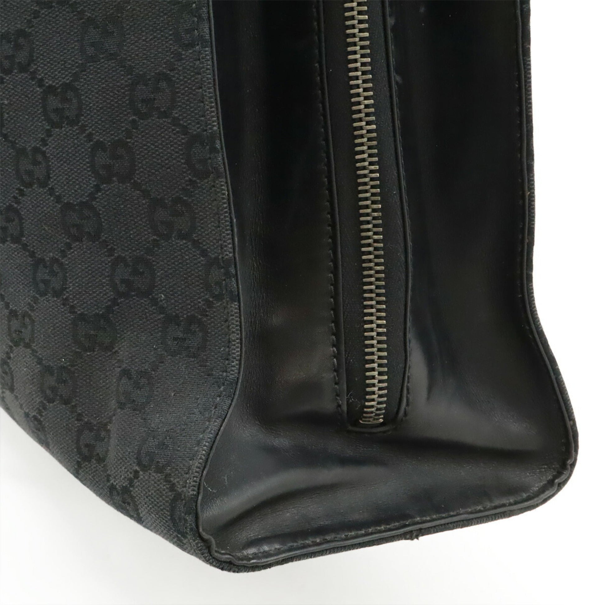 Gucci Black Canvas Leather Shoulder Bag Tote Bag