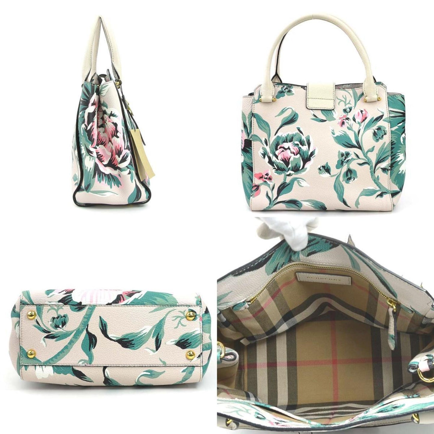 Burberry Light Multi Color Handbag Shoulder Bag Leather Beige